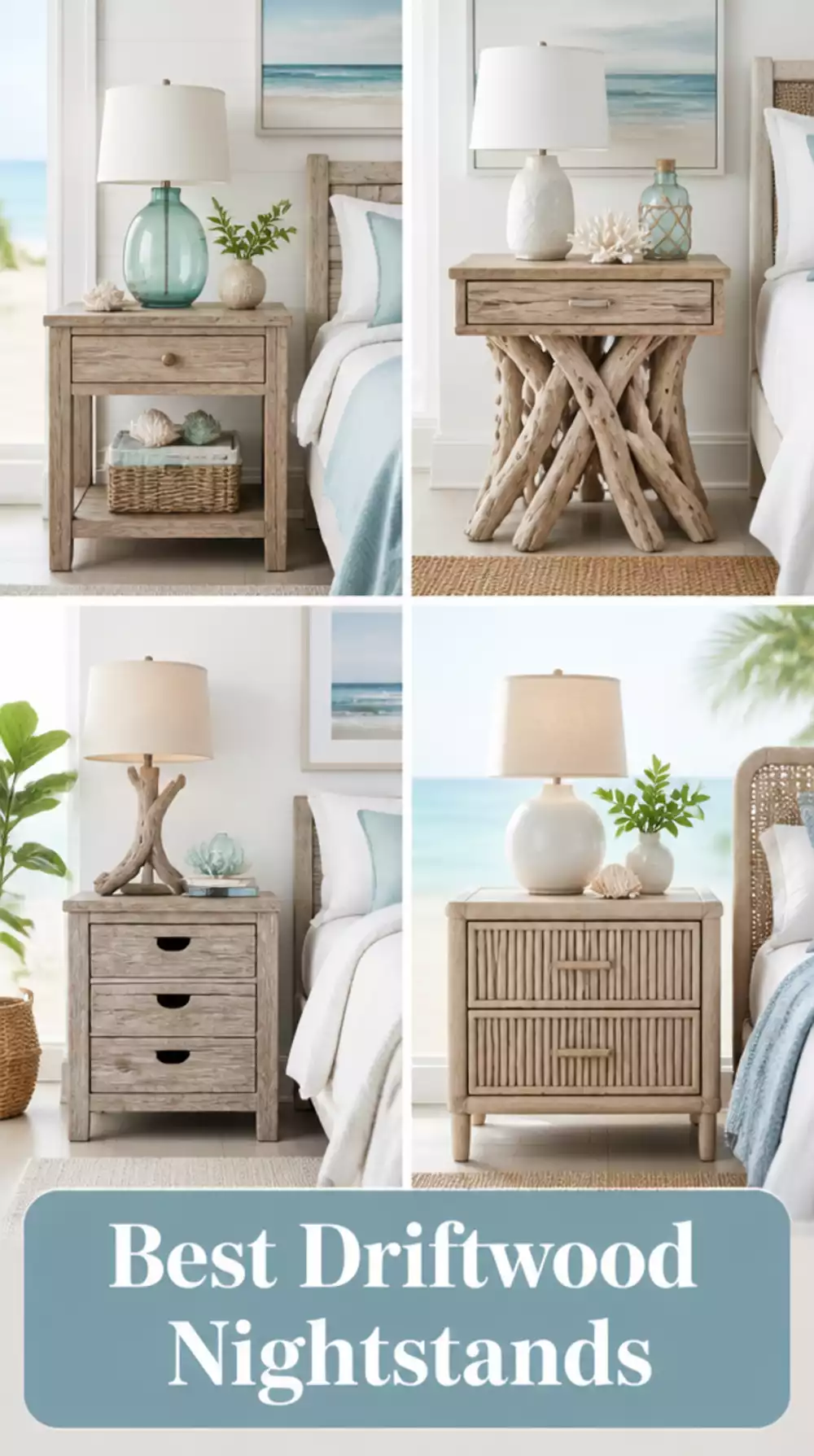 Coastal Bedroom Driftwood or Bleached Wood Nightstand for an Organic Touch