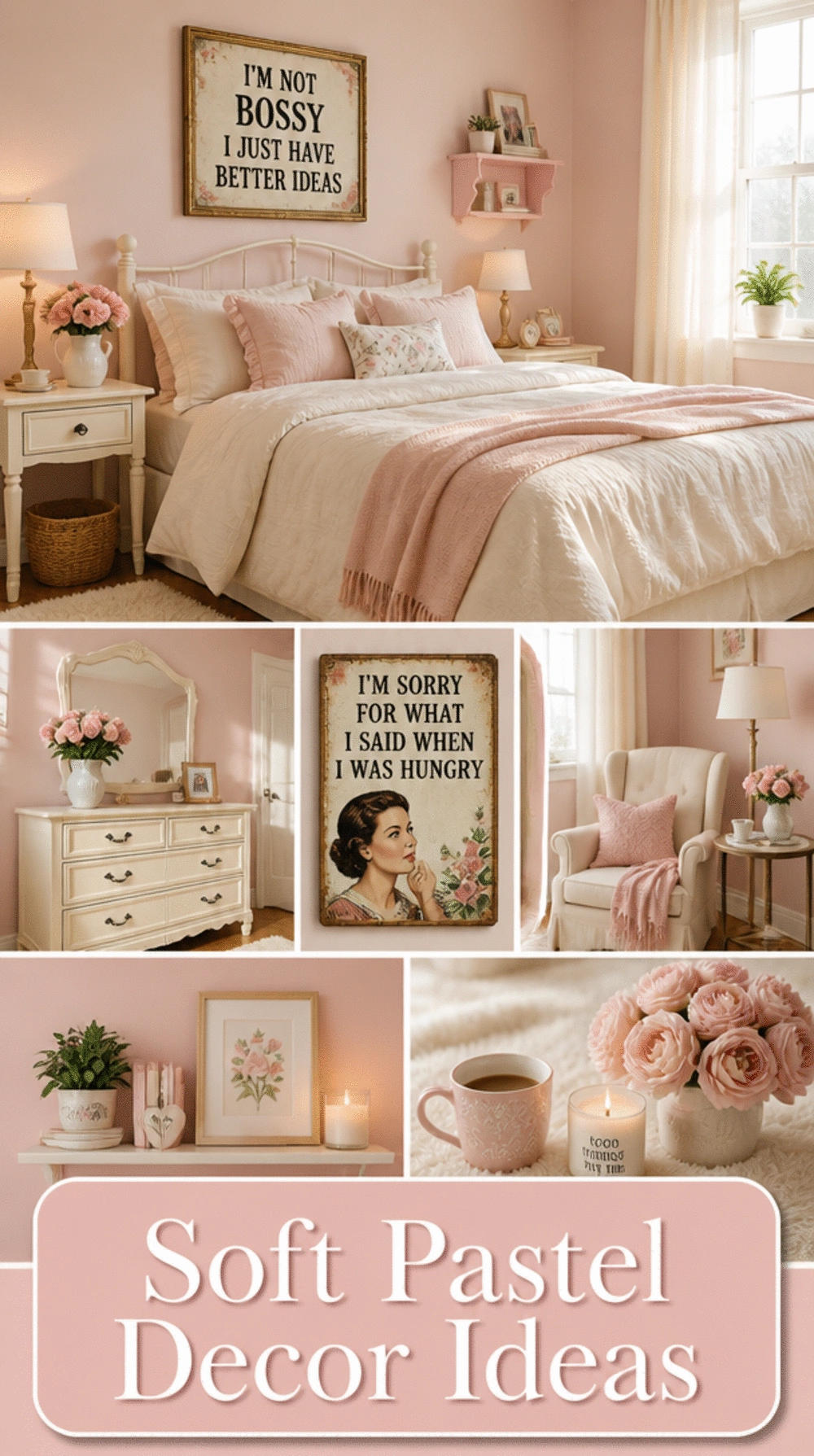 Soft Pastel Bedroom Color Scheme in Blush Pink and Warm Ivory