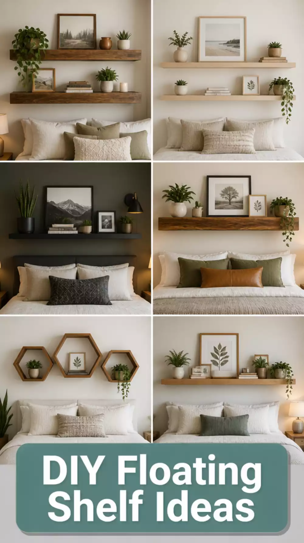 DIY Bedroom Floating Shelf Installed Above the Bed as a Headboard Alternative