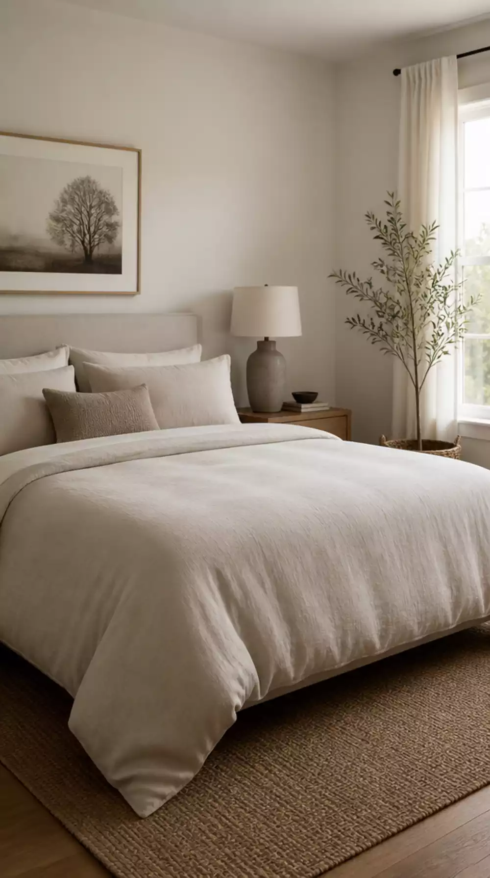 Minimal Bedroom Linen Duvet in One Solid Neutral Tone Only