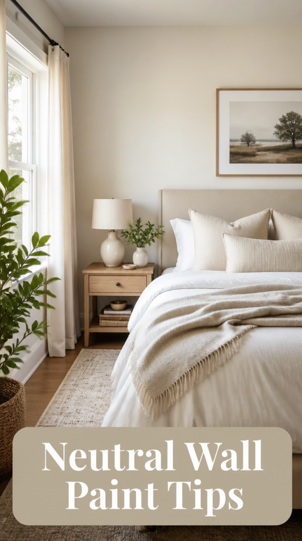 Bedroom Neutral Wall Paint in Soft Warm White That Makes Walls Recede