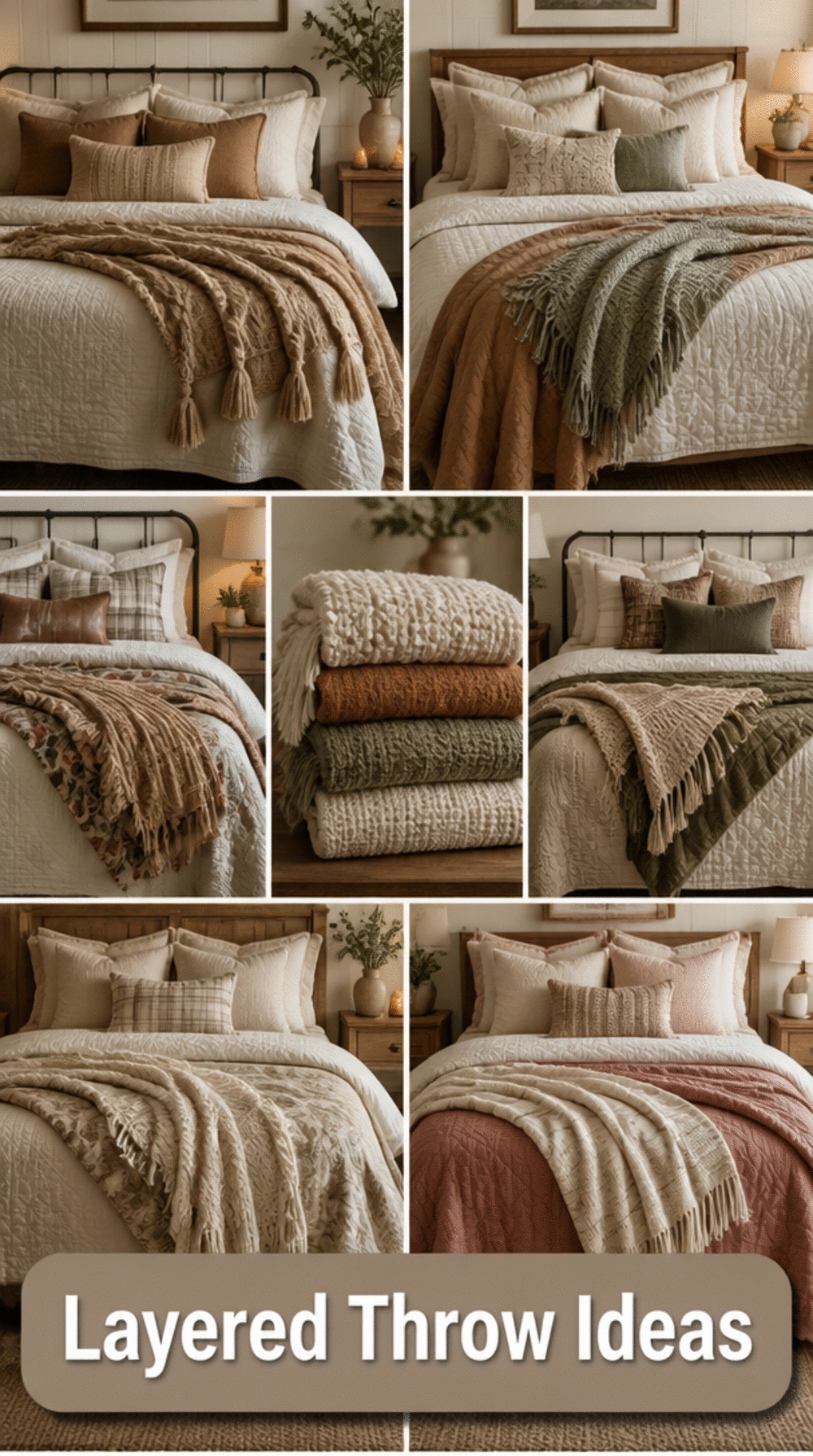 The Layered Throw Technique That Makes a Farmhouse Bedroom Bed Irresistible