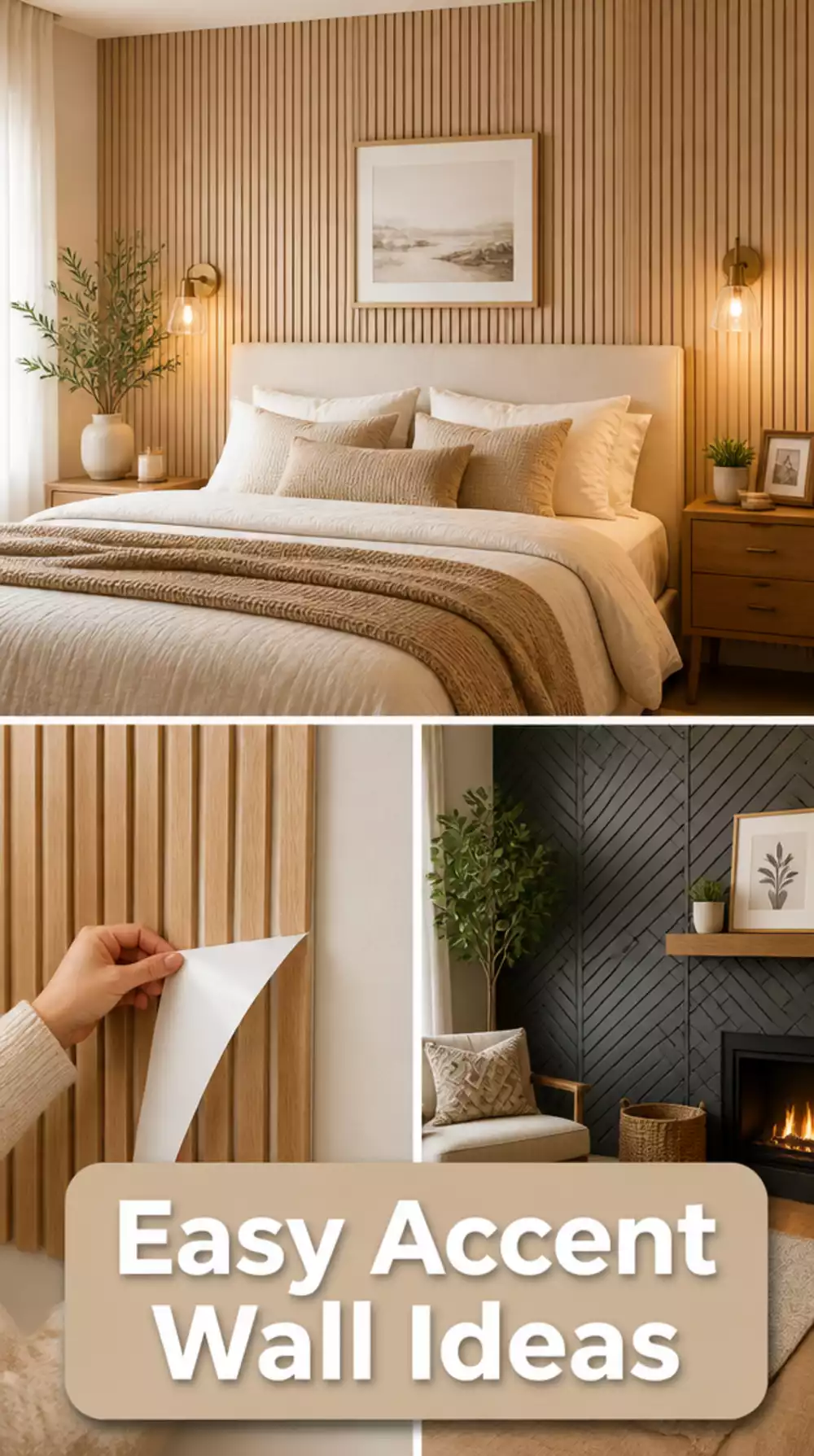 Bedroom Peel-and-Stick Accent Wall Panel That Needs No Tools to Install