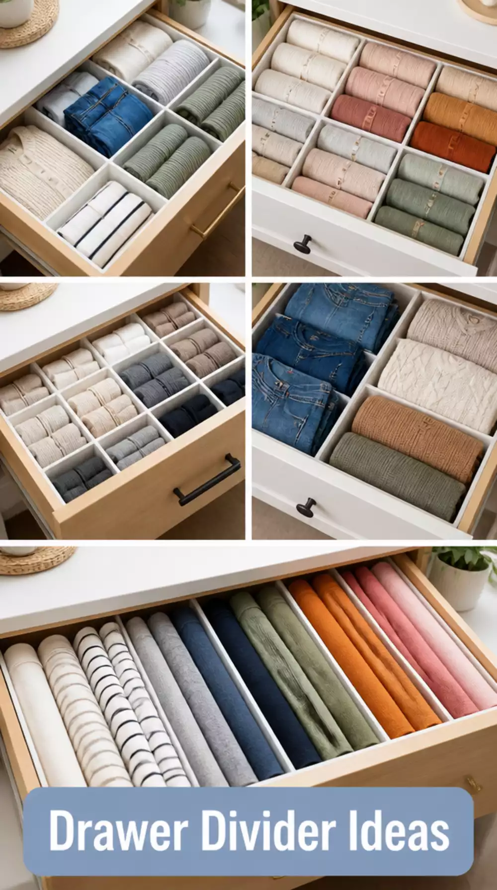 Bedroom Dresser Drawer Divider Set That Keeps Folded Clothes in Neat Rows