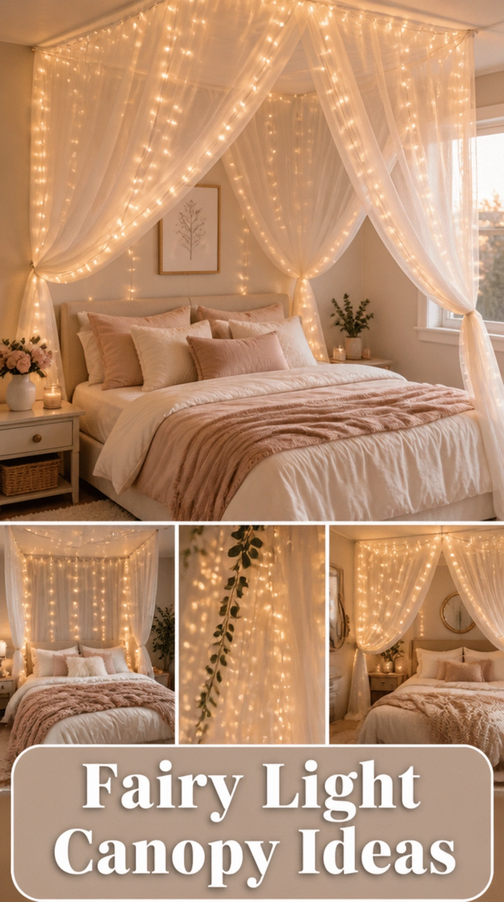 Teen Bedroom Fairy Light Canopy Above the Bed for a Dreamy Cozy Feel