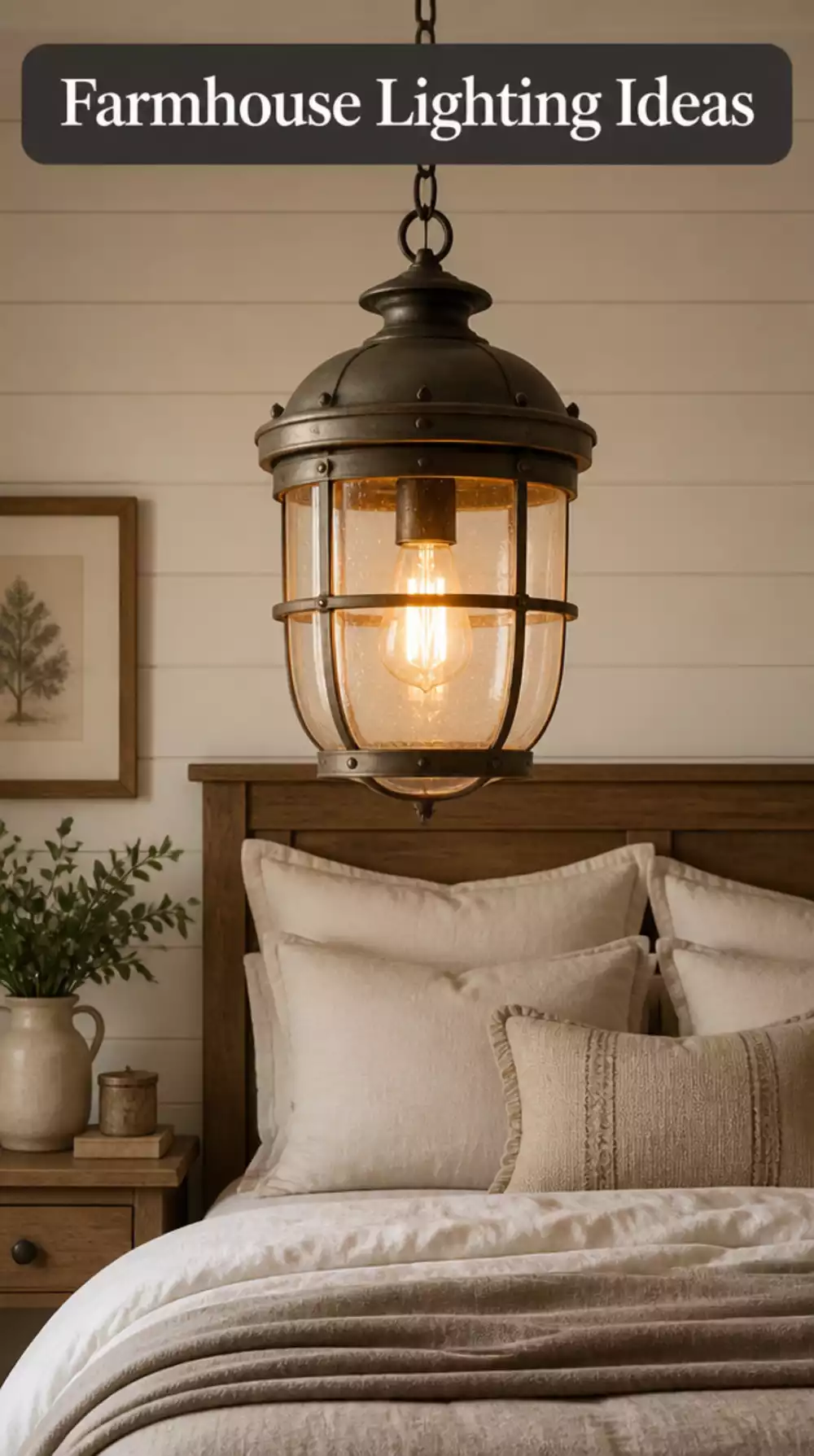 Vintage Lantern Pendant Light for Farmhouse Bedroom