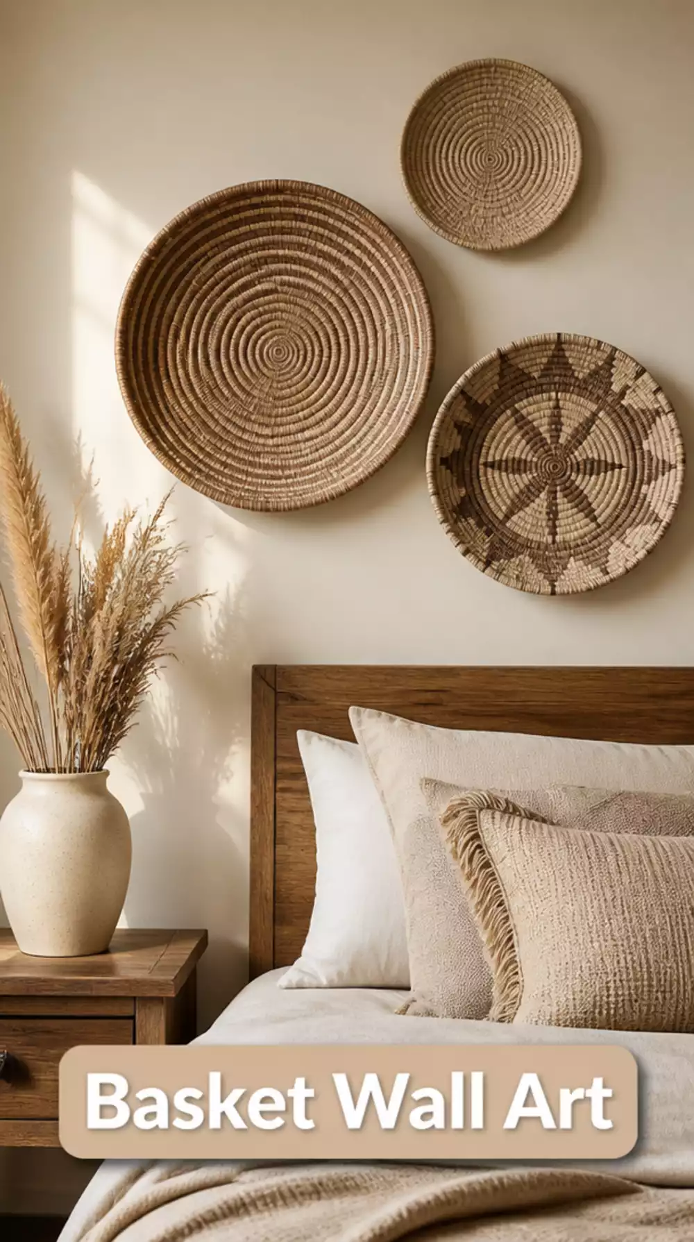Woven Wall Basket Trio Minimalist Art