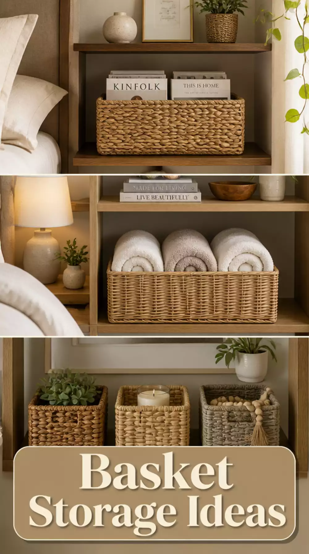 Bedroom Shelf Woven Basket That Hides Clutter While Adding Texture