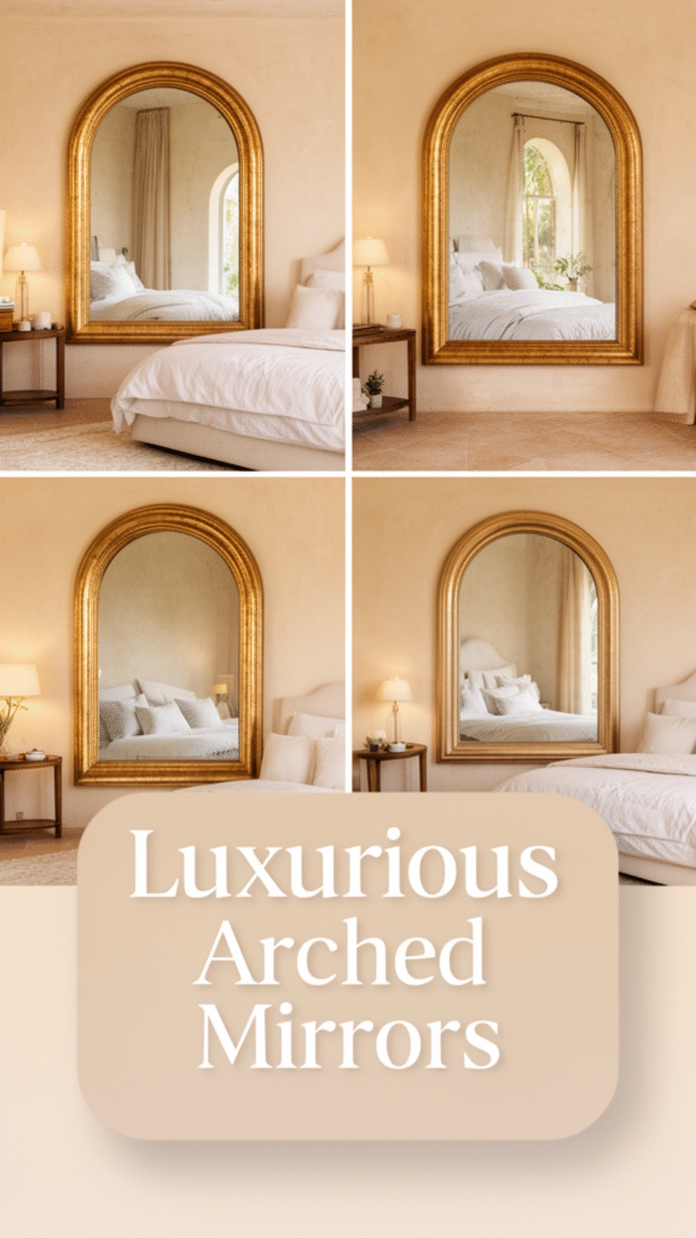Bedroom Arched Wall Mirror in Aged Gold That Feels Mediterranean and Luxe