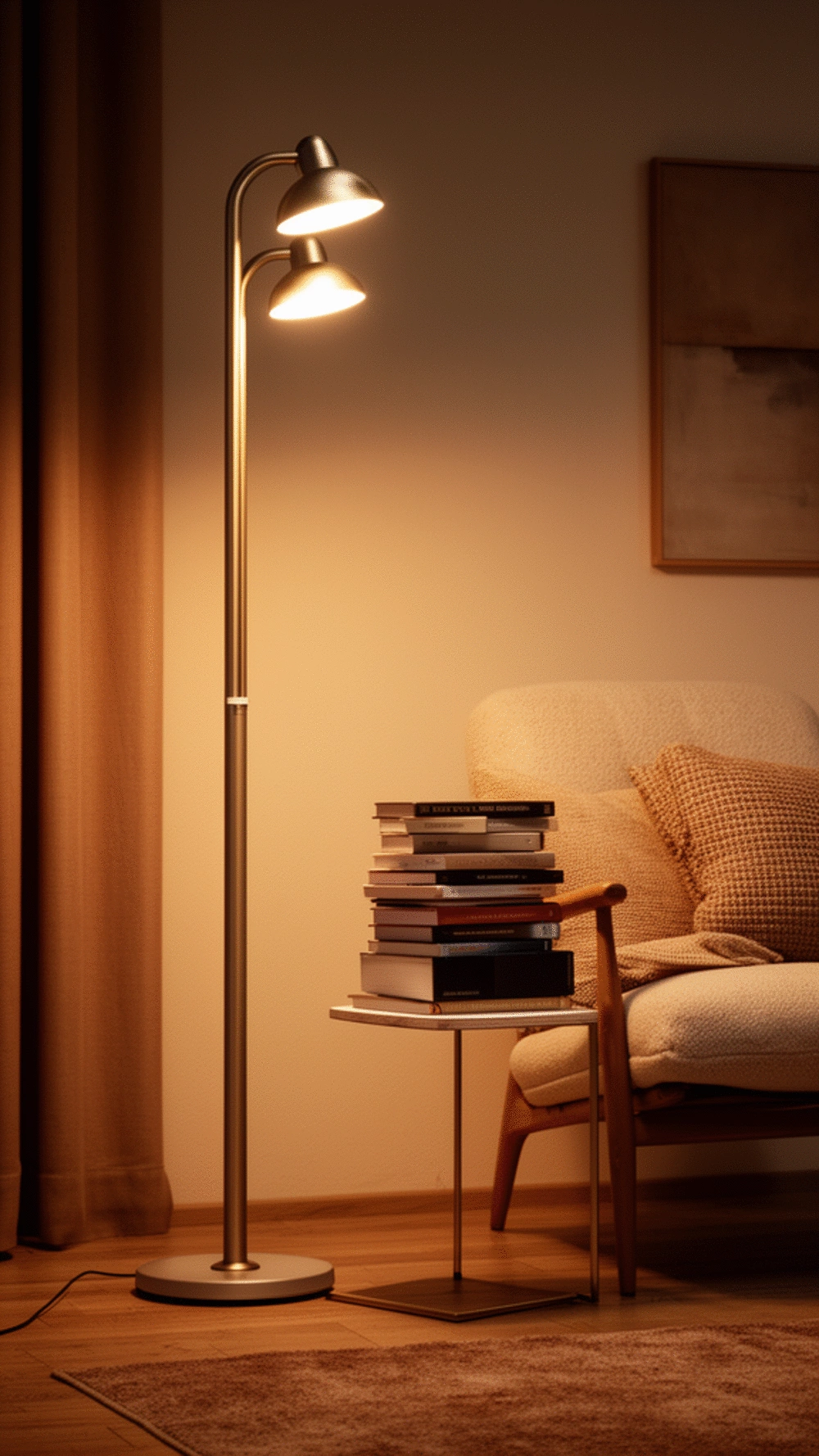 Bedroom Floor Lamp with Warm Bulb That Lights a Reading Corner