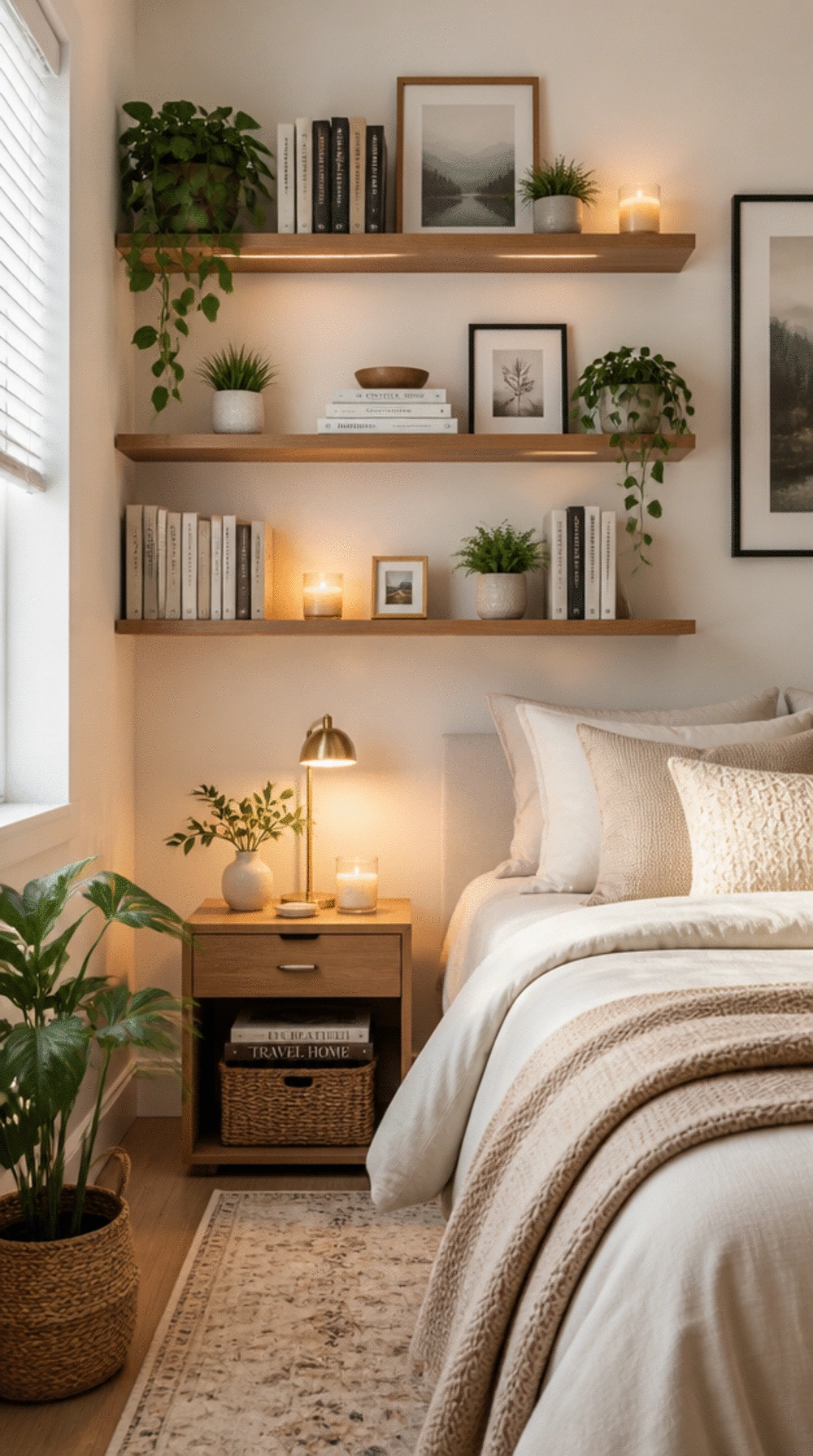 Small Bedroom Minimal Floating Shelf That Adds Storage Without Visual Weight