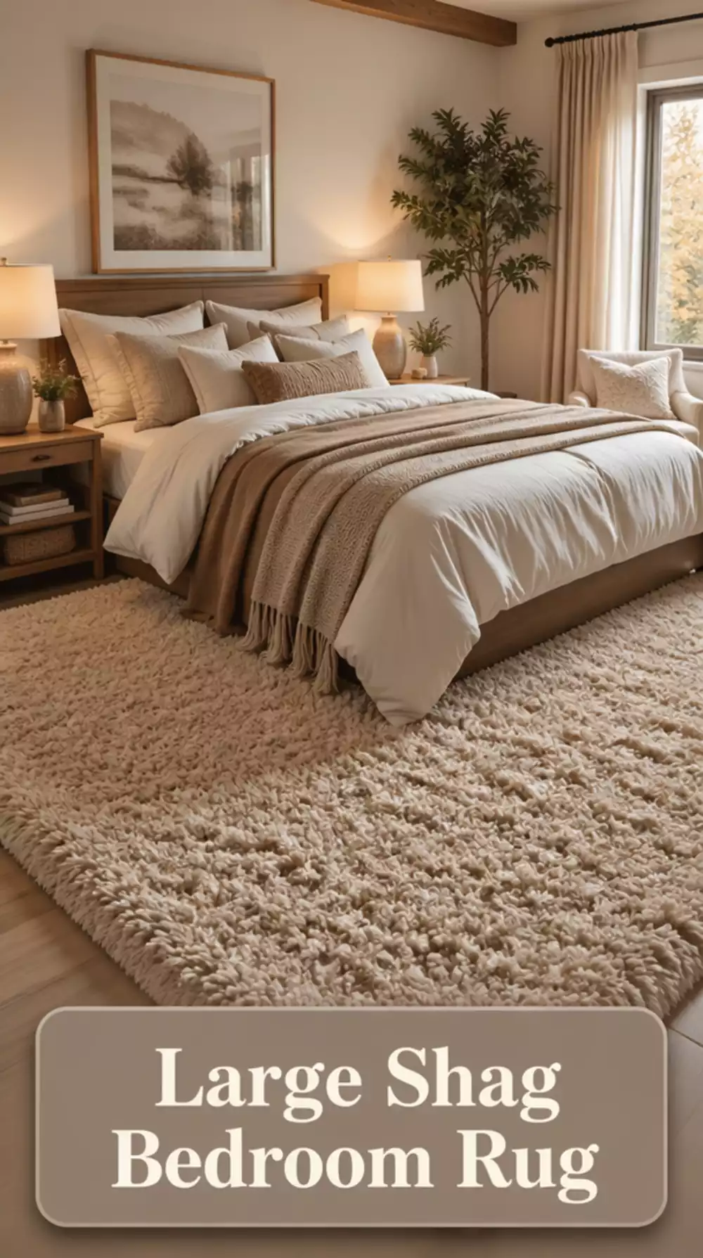 Bedroom Large Shag Rug That Extends Beyond the Bed on Three Sides