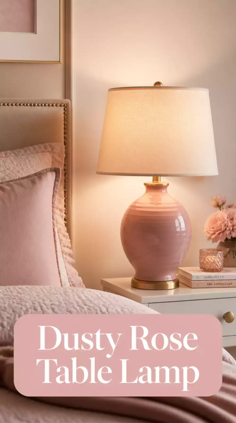 Bedroom Dusty Rose Ceramic Table Lamp That Fits a Soft Pastel Nightstand