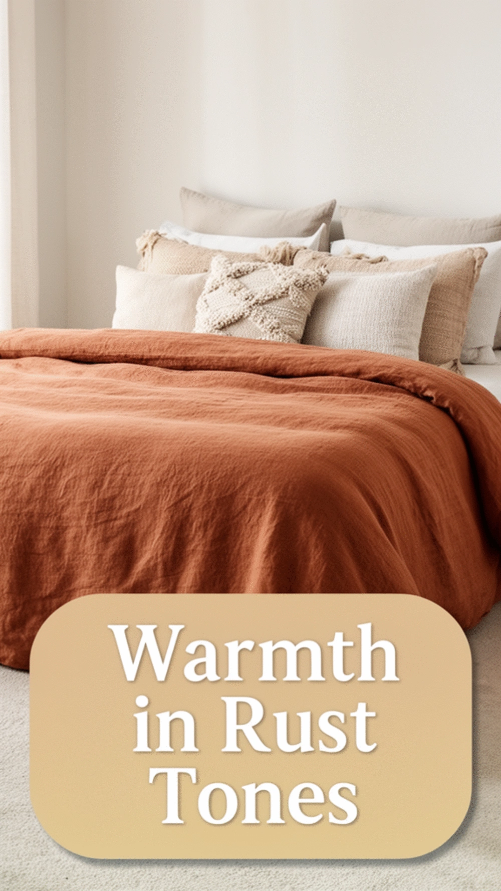 Bedroom Rust-Toned Linen Duvet That Adds Warmth to a Neutral Room