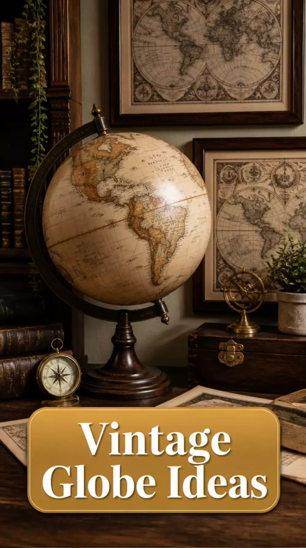 Why a Vintage Globe or Antique Map Print Makes a Dark Academia Bedroom Complete