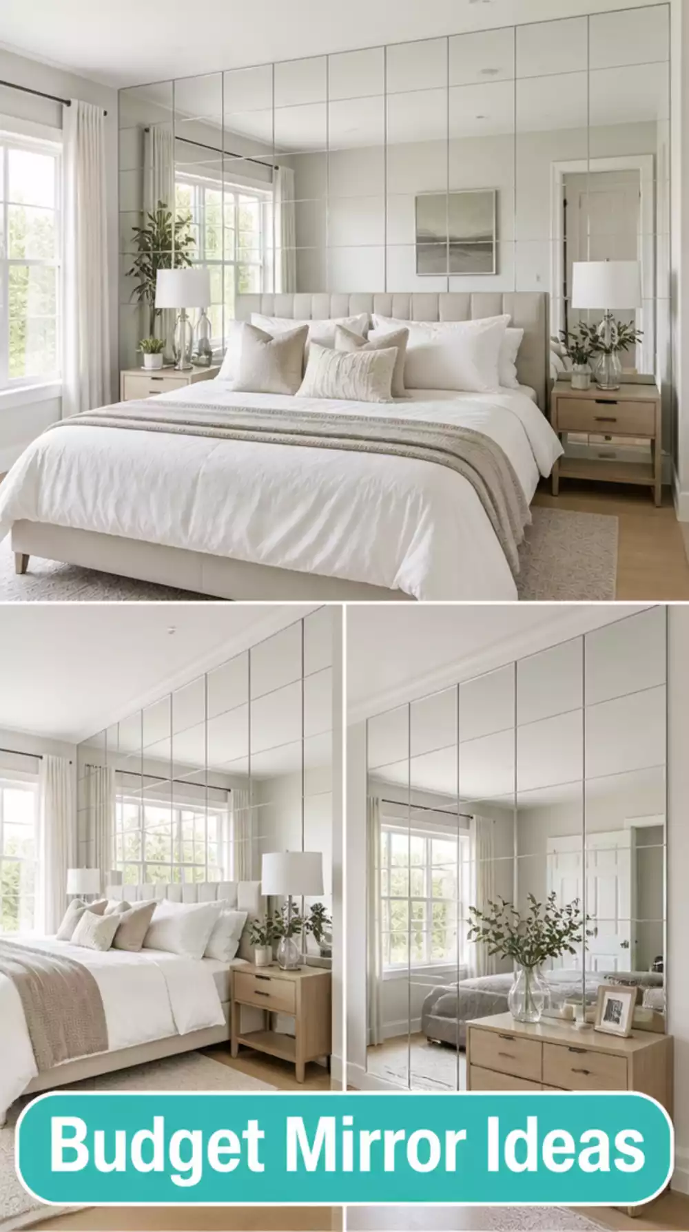 Bedroom Peel-and-Stick Mirror Tile Panel That Creates a Feature Wall Cheaply