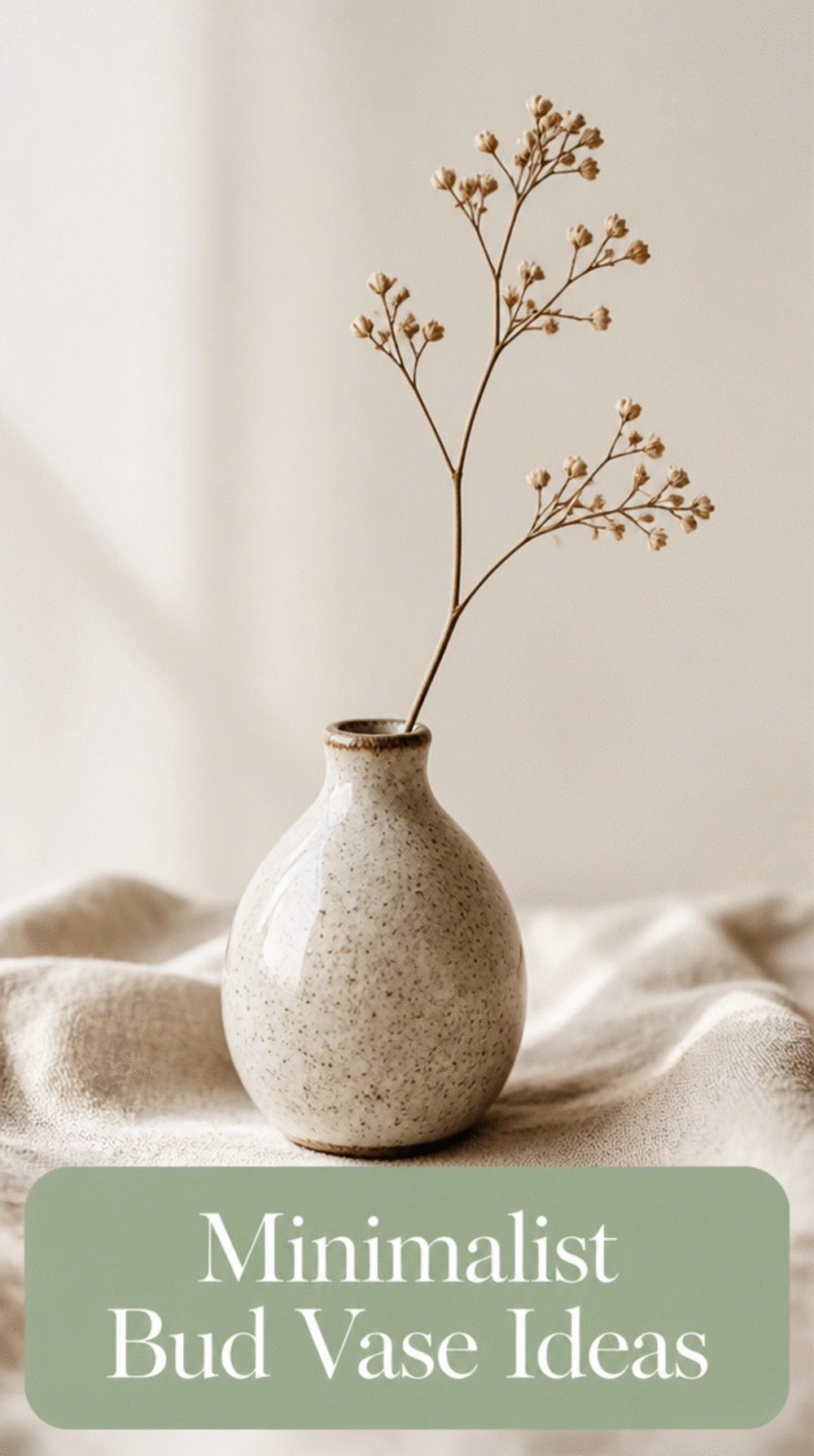 Bedroom Small Ceramic Bud Vase with a Single Dried Stem for a Minimal Touch