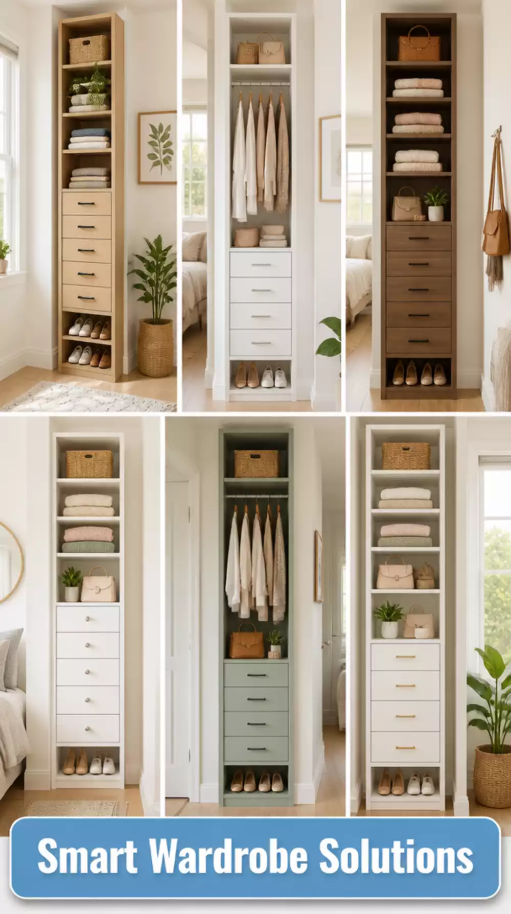 Slim Bedroom Wardrobe Tower Unit That Fits into a Narrow Alcove