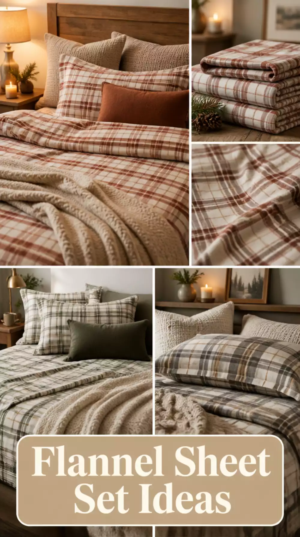 Bedroom Flannel Sheet Set in Warm Plaid That Keeps You Warmer Than Cotton