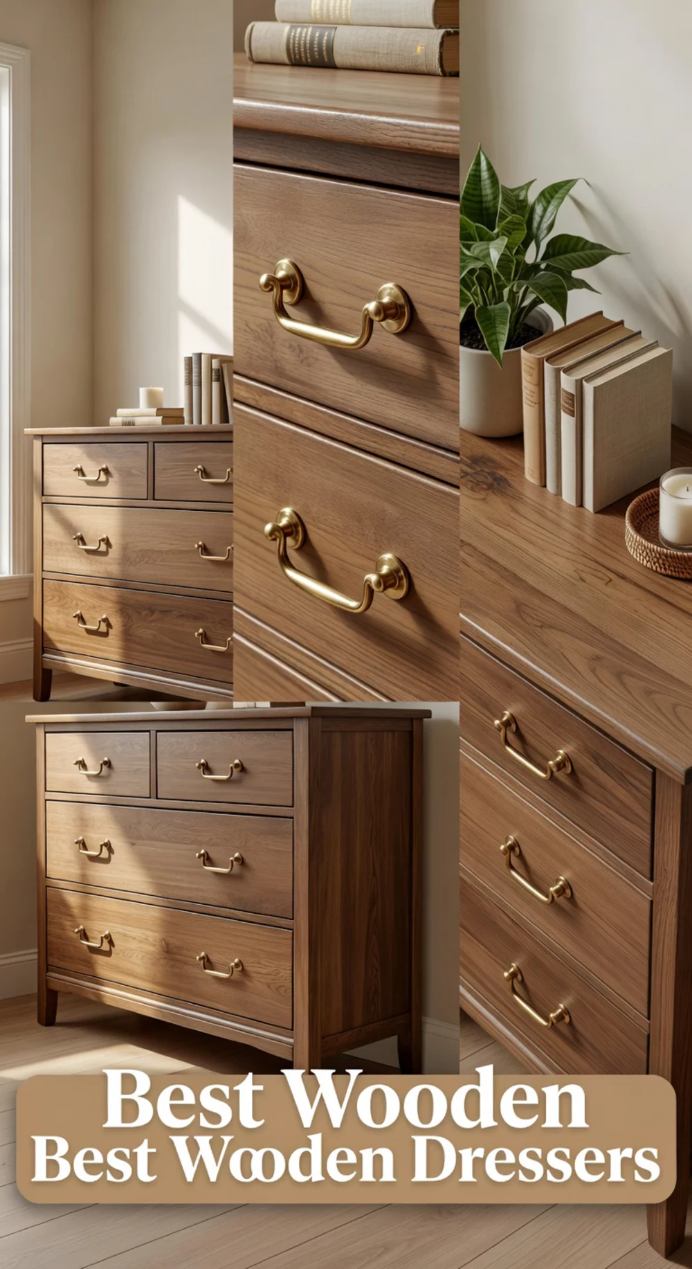 Bedroom Wooden Dresser with Brass Handles That Adds Warmth