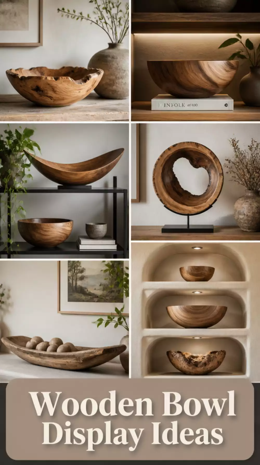 Bedroom Curved Wooden Bowl or Sculptural Object as a Minimal Shelf Display