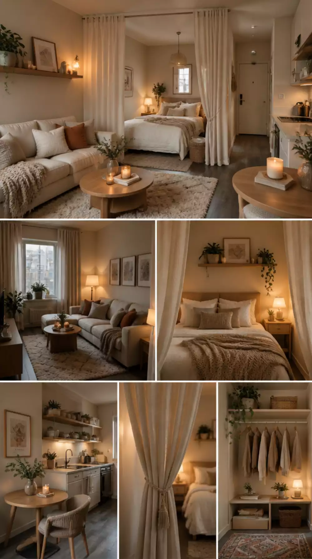 Studio Bedroom Curtain Room Divider That Creates a Separate Sleep Zone