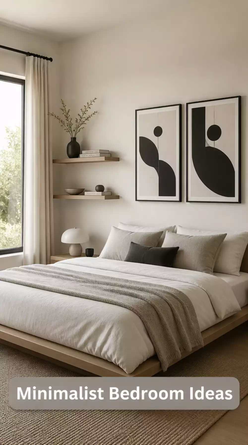 Minimalist Bedroom Neutral Palette with Clean Lines and Calm Textures
