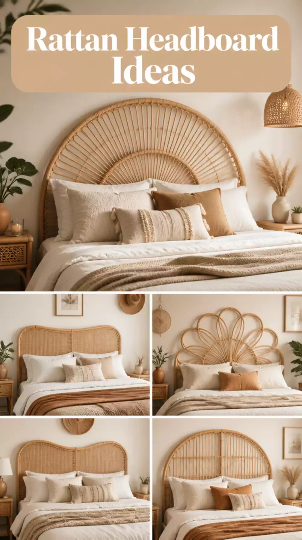 Bedroom Rattan Headboard That Instantly Creates a Boho Feel