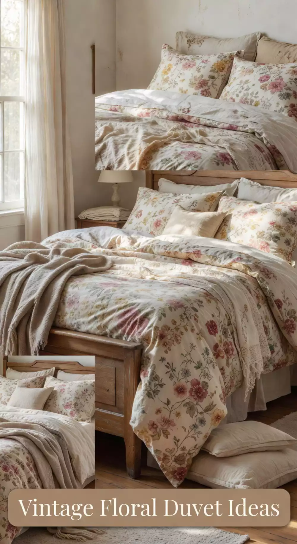 Vintage Bedroom Floral Duvet Cover in Warm Faded Tones for a Nostalgic Feel