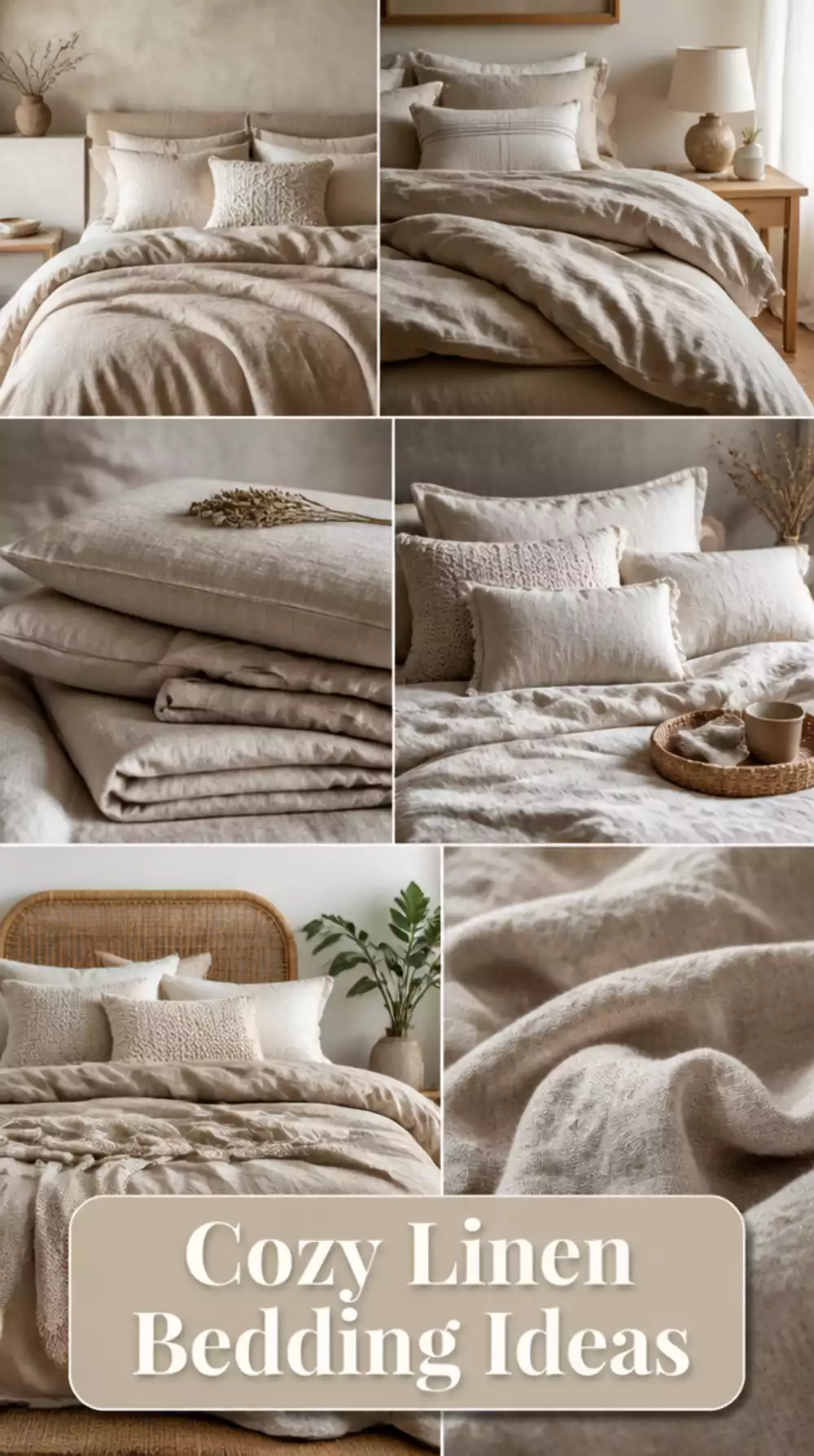 Modern Organic Bedroom Linen Bedding in Undyed Natural Oatmeal Tone