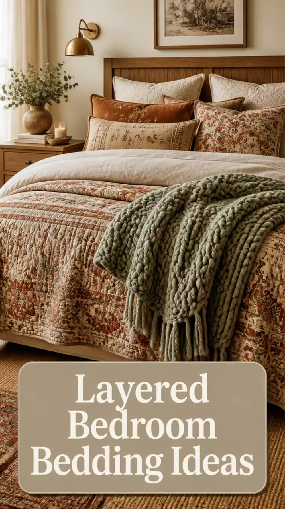 Layered Bedroom Bedding with a Quilt- Duvet- and Chunky Throw Combined