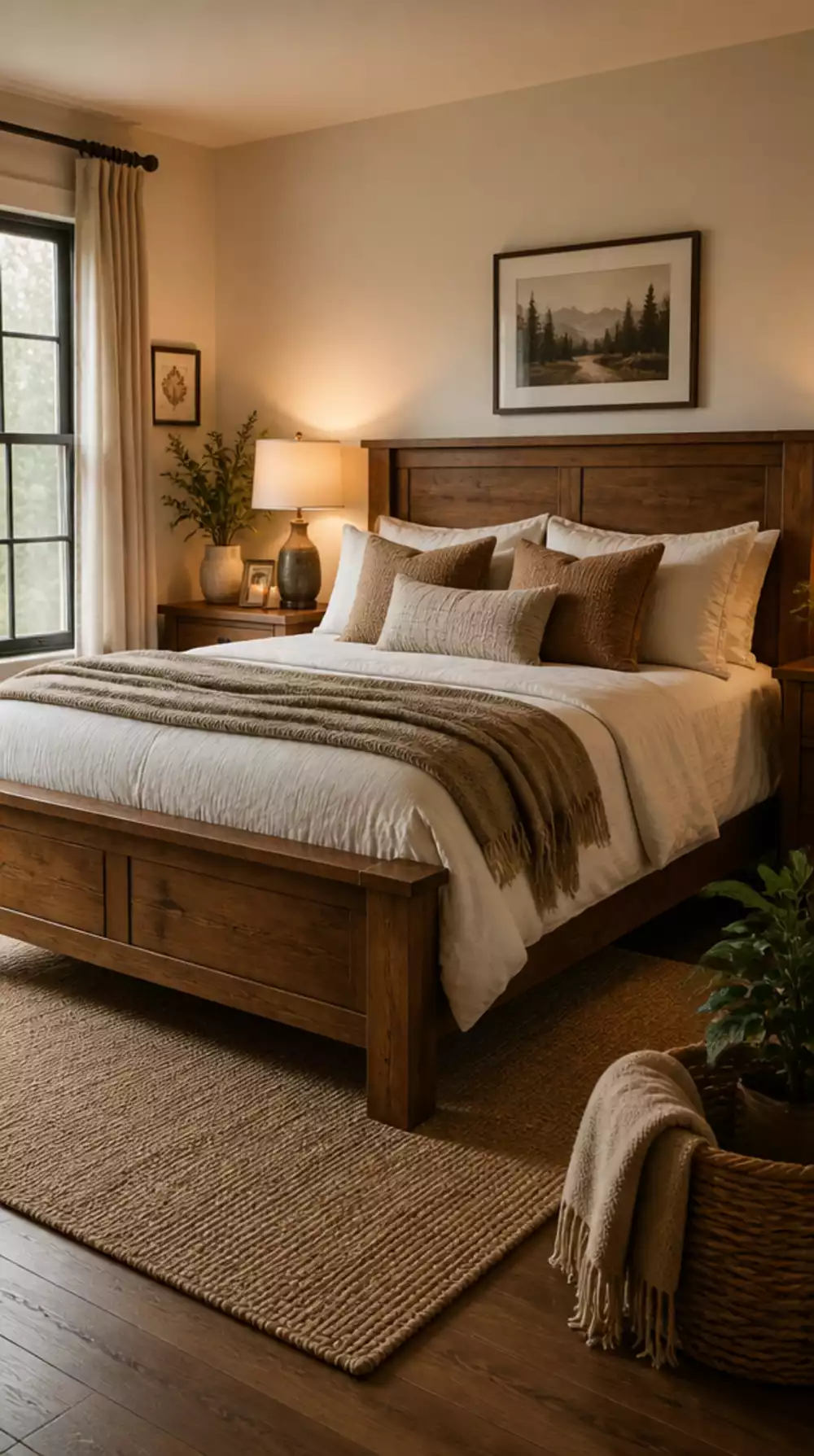 Wooden Bed Frame That Anchors a Warm Earthy Bedroom