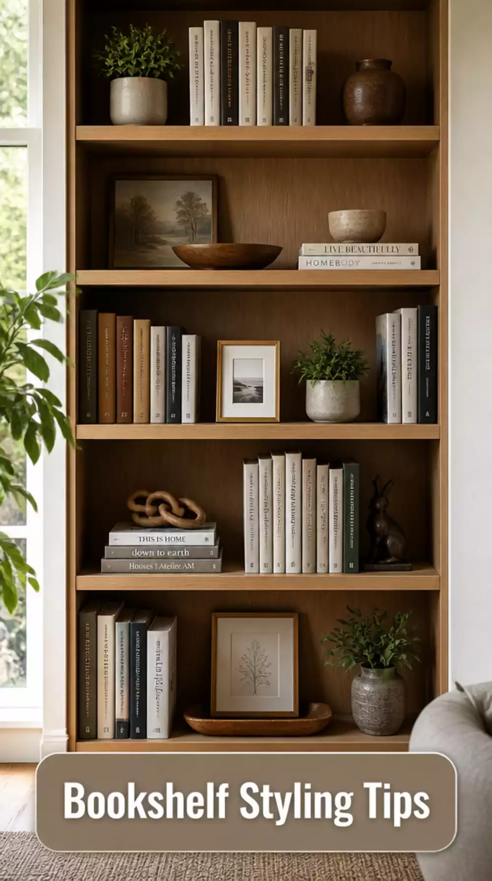Styled Bookshelf Ideas with Books Spines Facing Out
