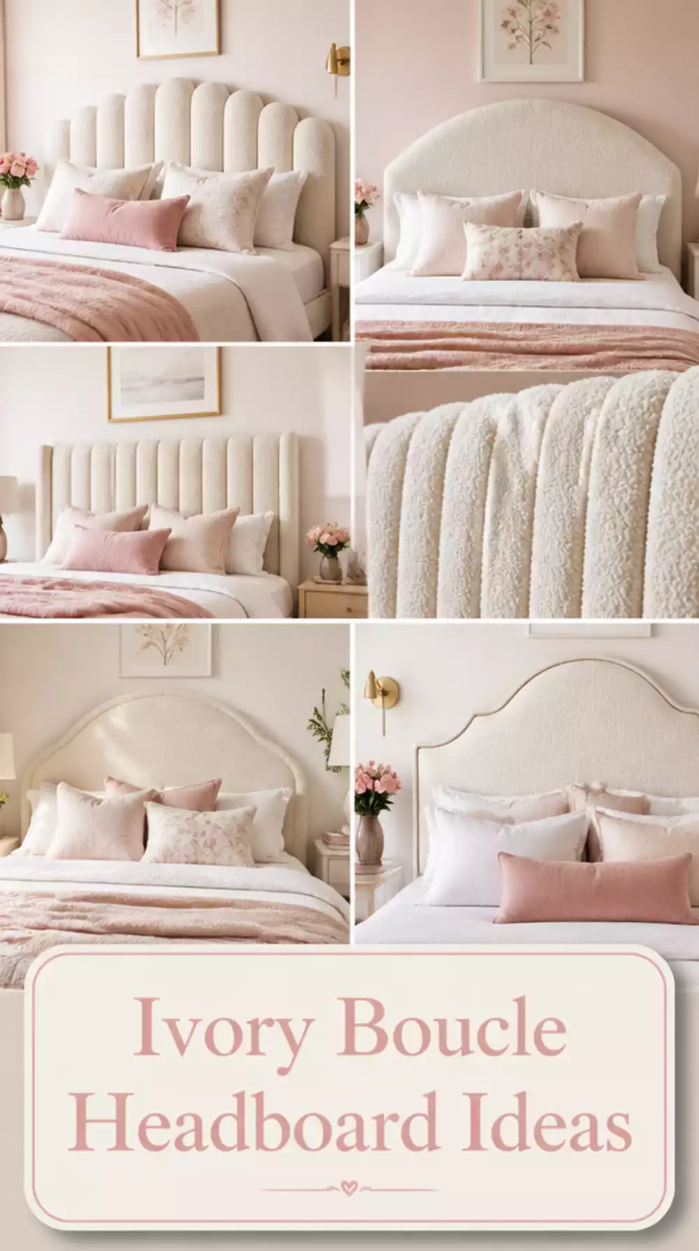 Pastel Bedroom Ivory Boucle Headboard That Ties the Soft Palette Together
