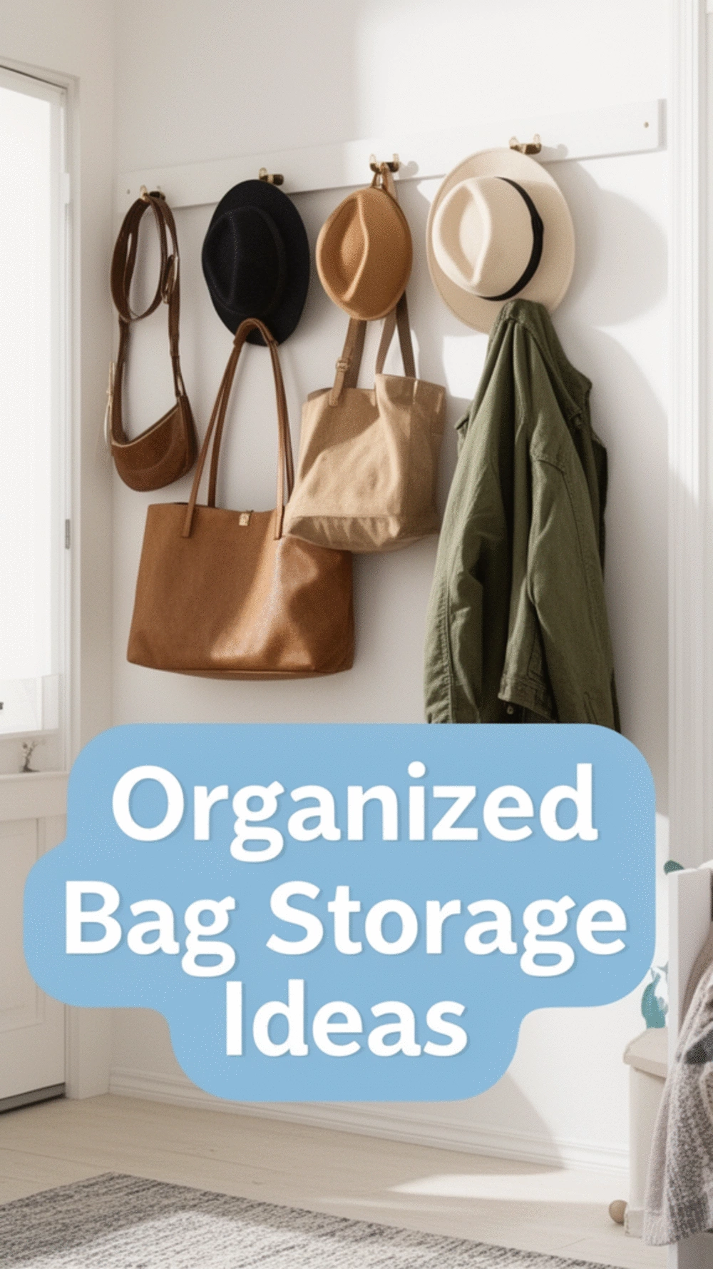 Dorm Bedroom Command Hook Rail That Holds Bags Without a Single Hole