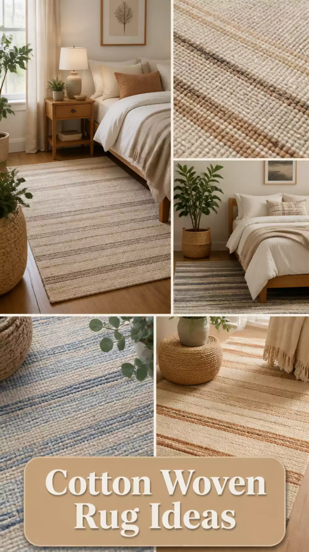 Bedroom Cotton Woven Rug in a Subtle Stripe That Adds Pattern Without Noise