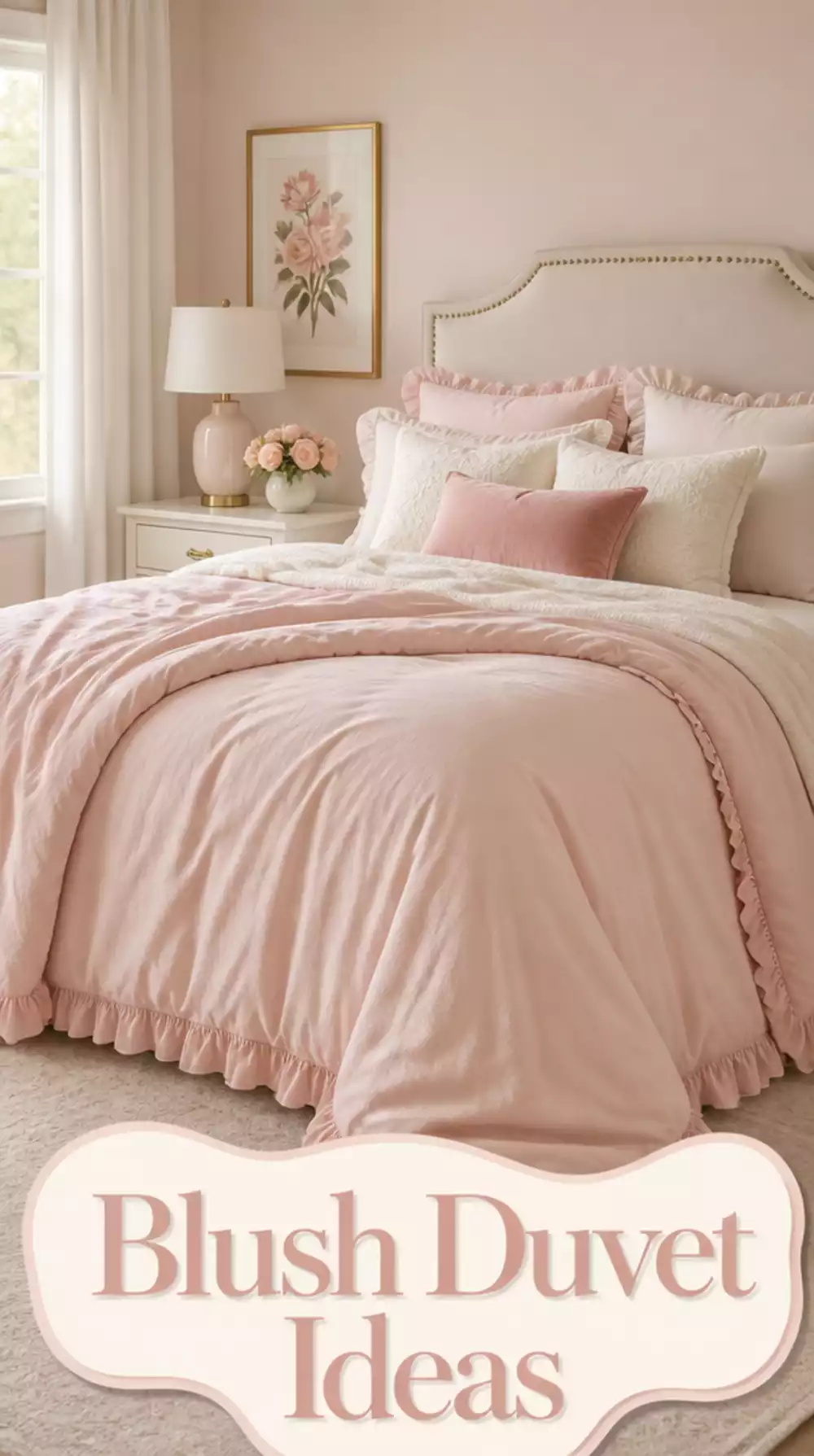 Blush Pink Ruffled Duvet Cover for Dreamy Bedroom