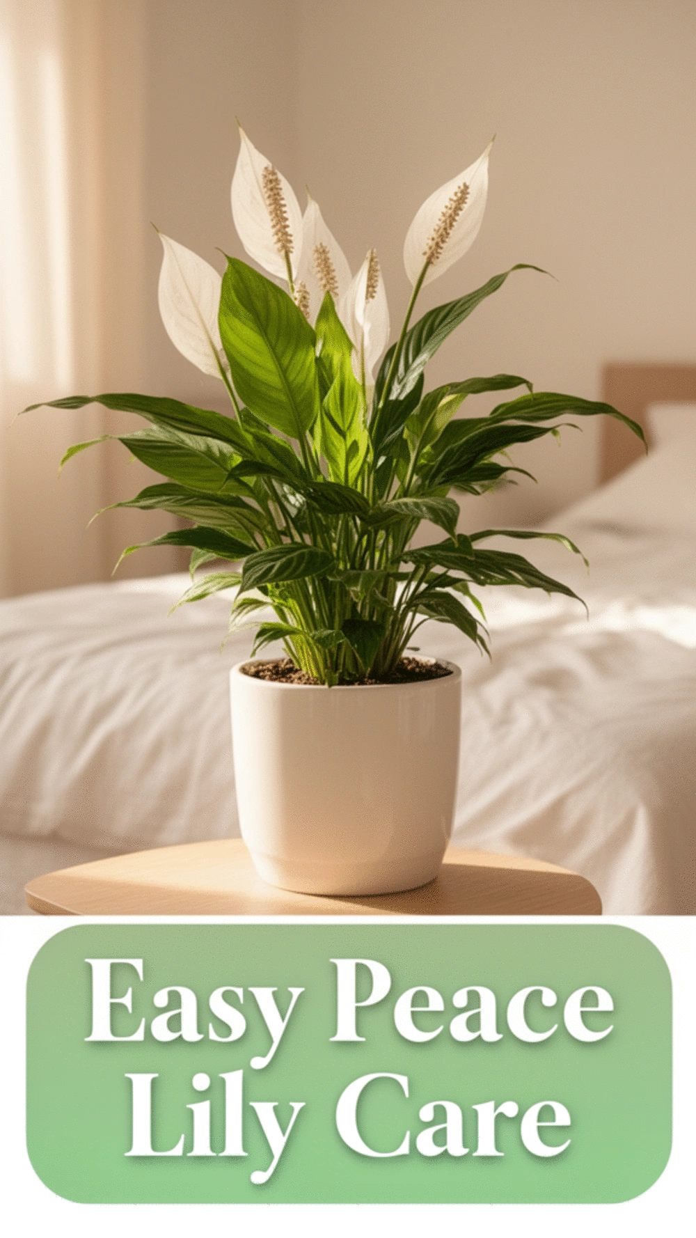 Peace Lily Bedroom Plant in White Ceramic That Cleans the Air While You Sleep