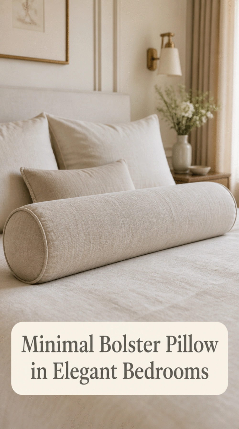 Bedroom Bolster Pillow in Natural Linen for a Minimal Styled Arrangement
