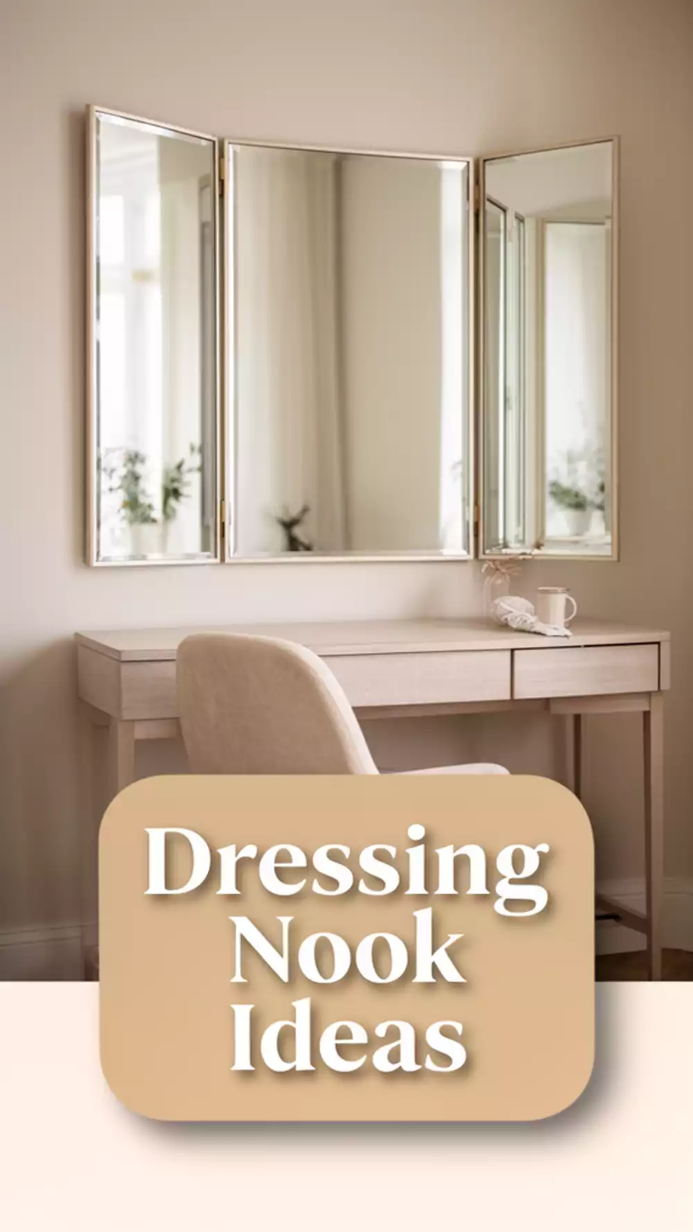 Bedroom Triptych Mirror Panel That Creates a Dramatic Dressing Nook