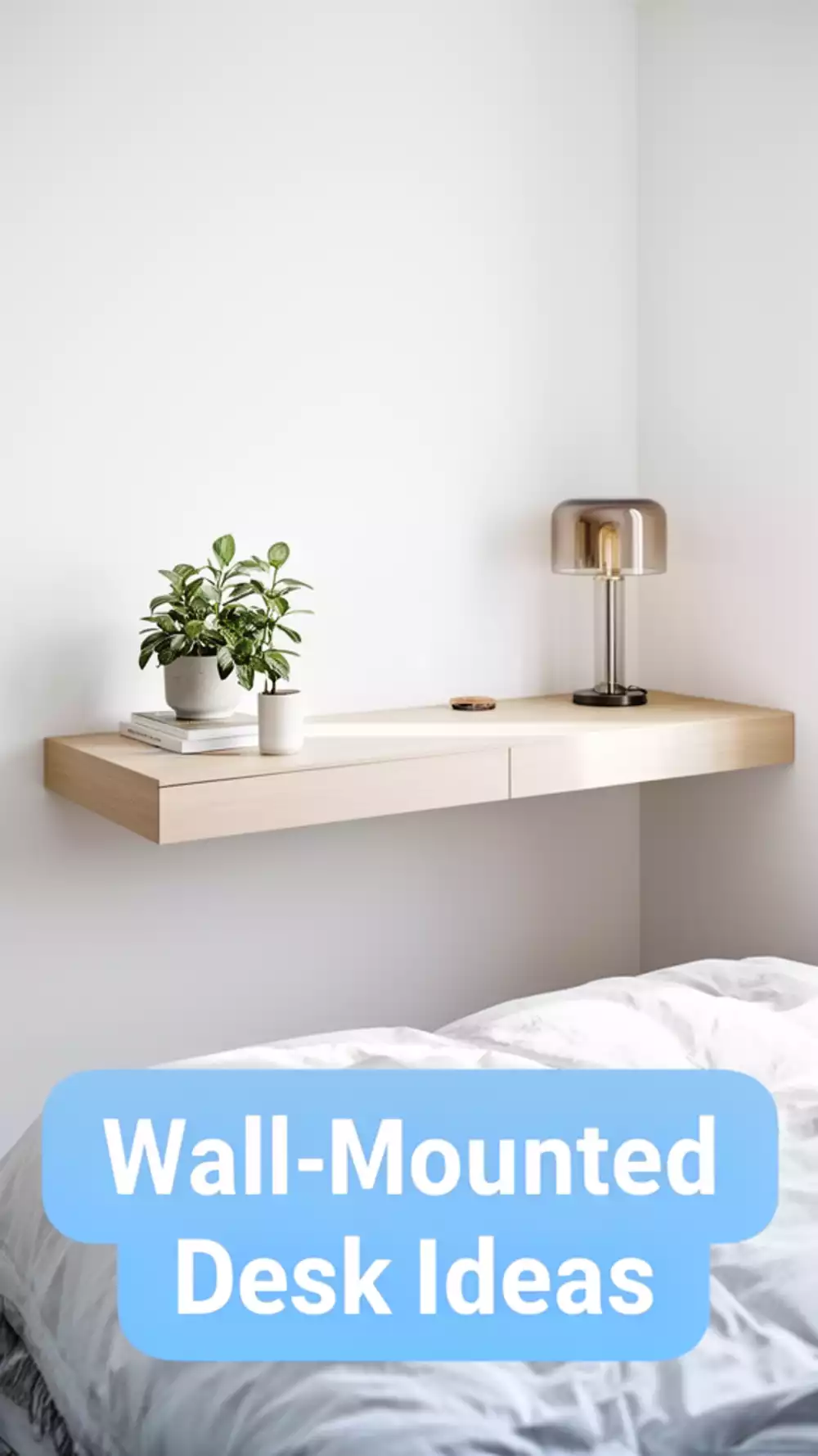 Bedroom Floating Desk Mounted to the Wall Instead of a Freestanding One