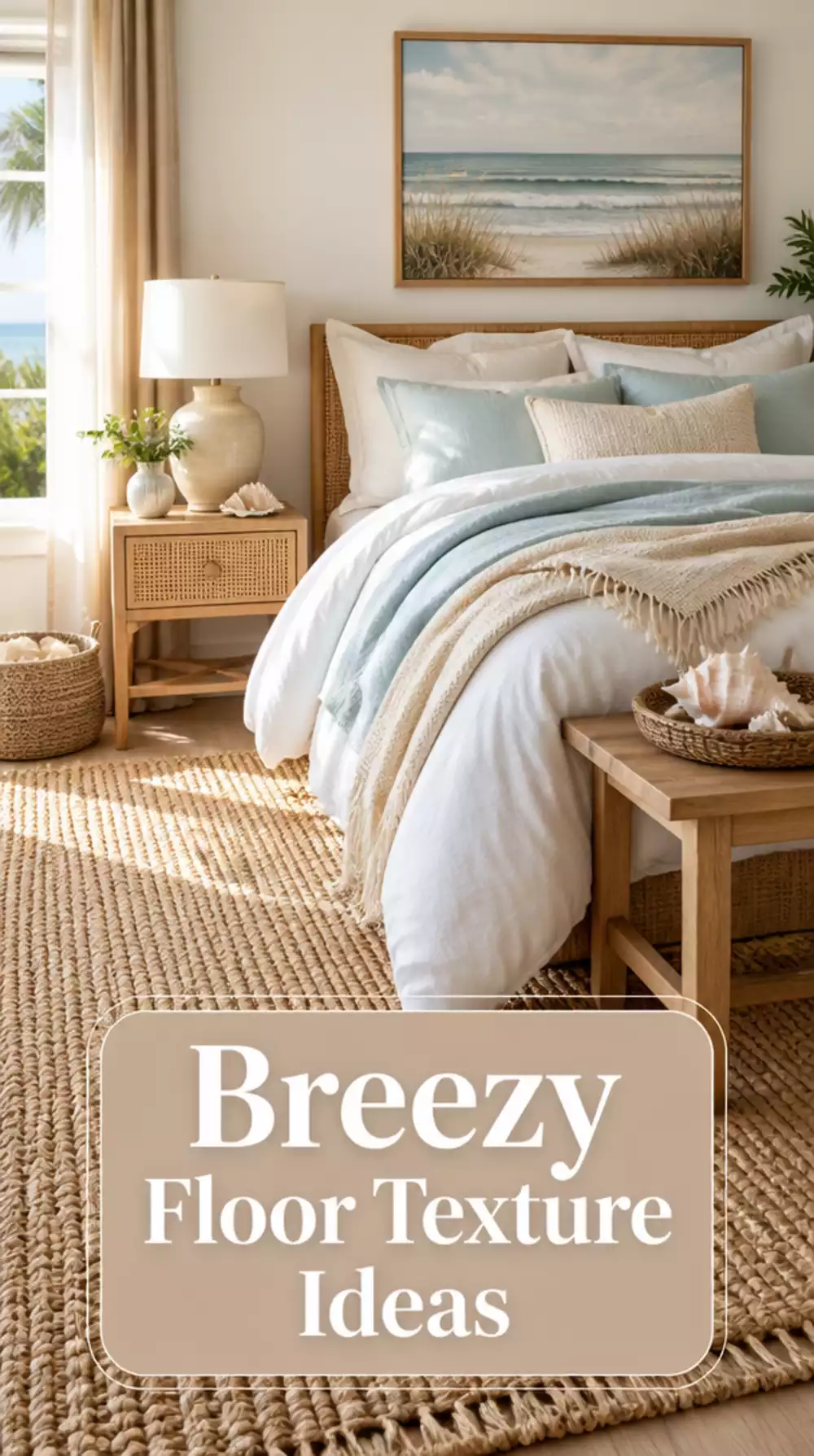 Apartment Bedroom Woven Jute Rug in Natural Cream for a Breezy Floor Texture