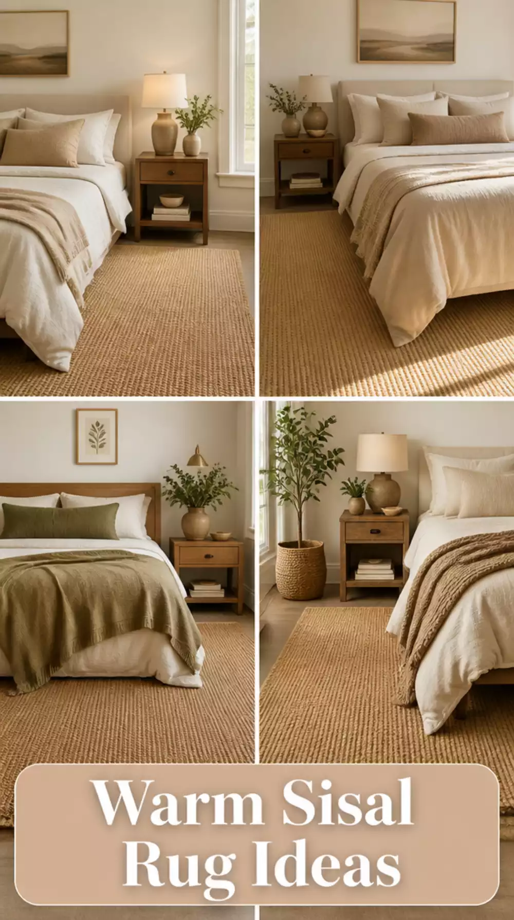 Bedroom Sisal Rug in Warm Natural Tone That Pairs with Any Neutral Palette