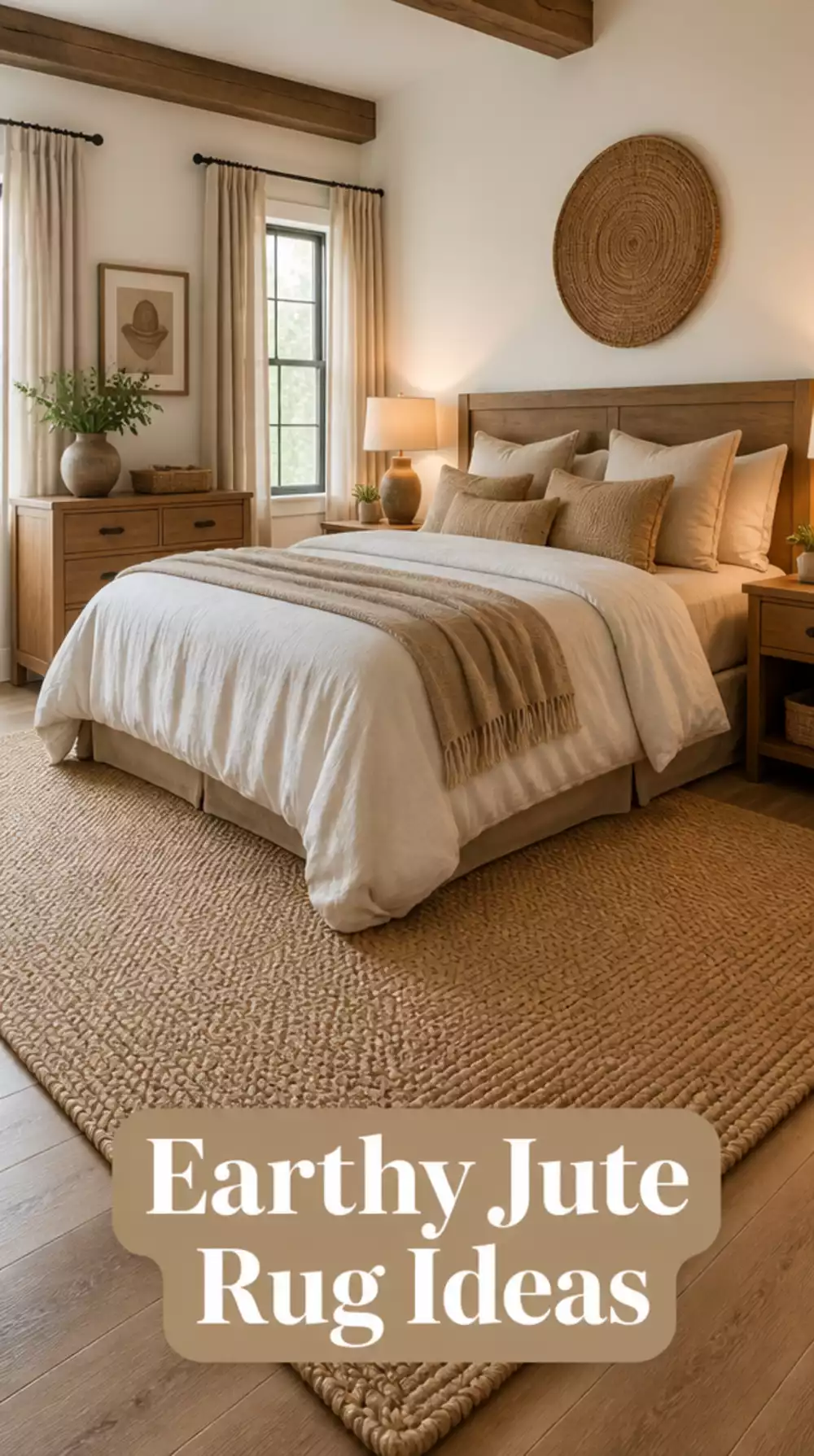Bedroom Jute Rug in a Natural Undyed Weave for an Earthy Warm Floor