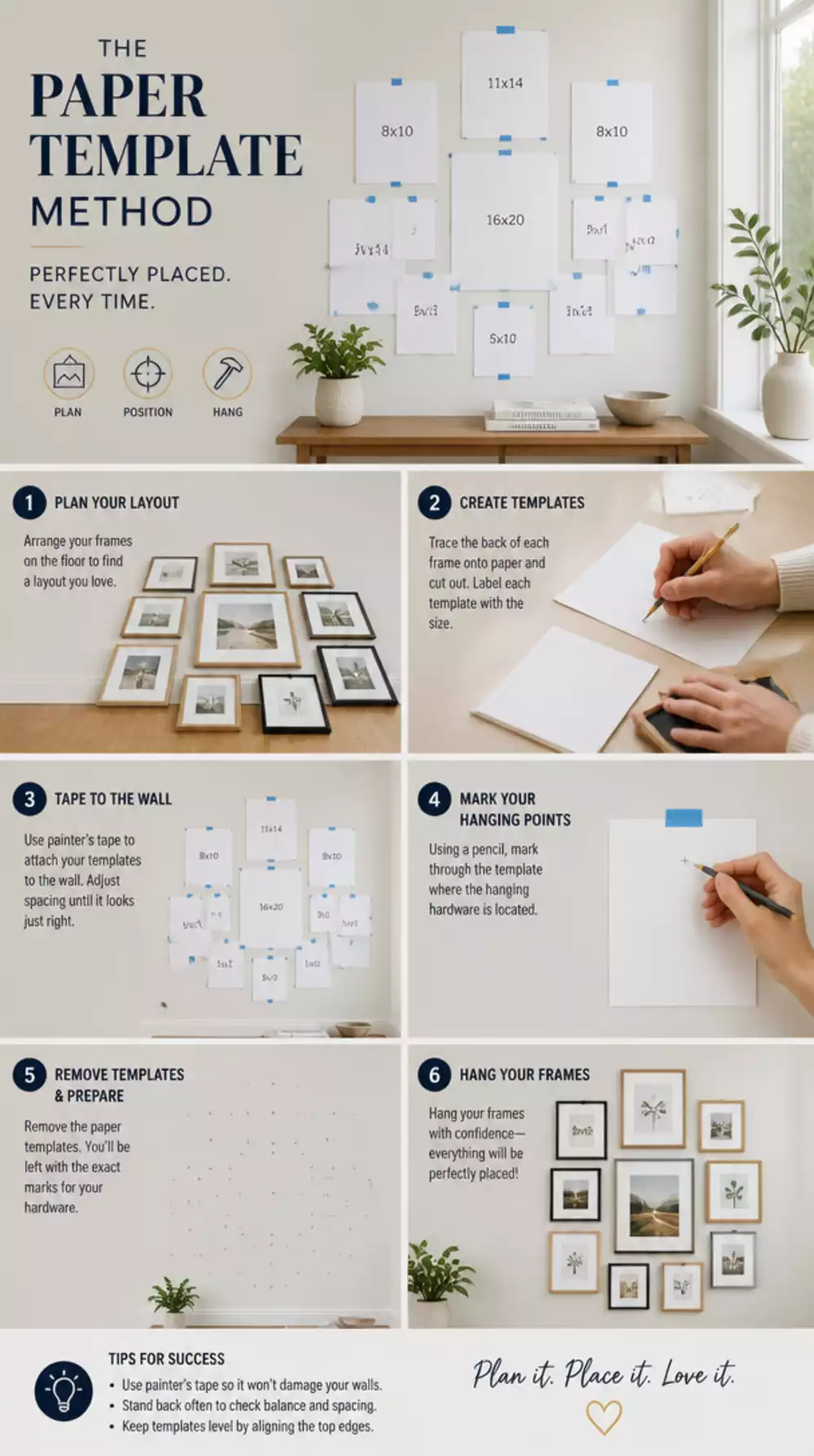 The Paper Template Trick That Makes Hanging a Gallery Wall Effortless