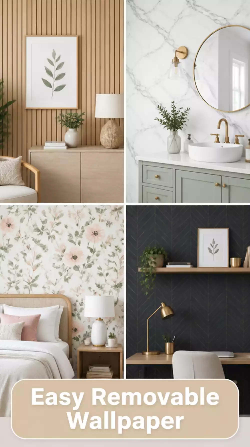 Renter Bedroom Peel-and-Stick Wallpaper That Peels Off Without Residue