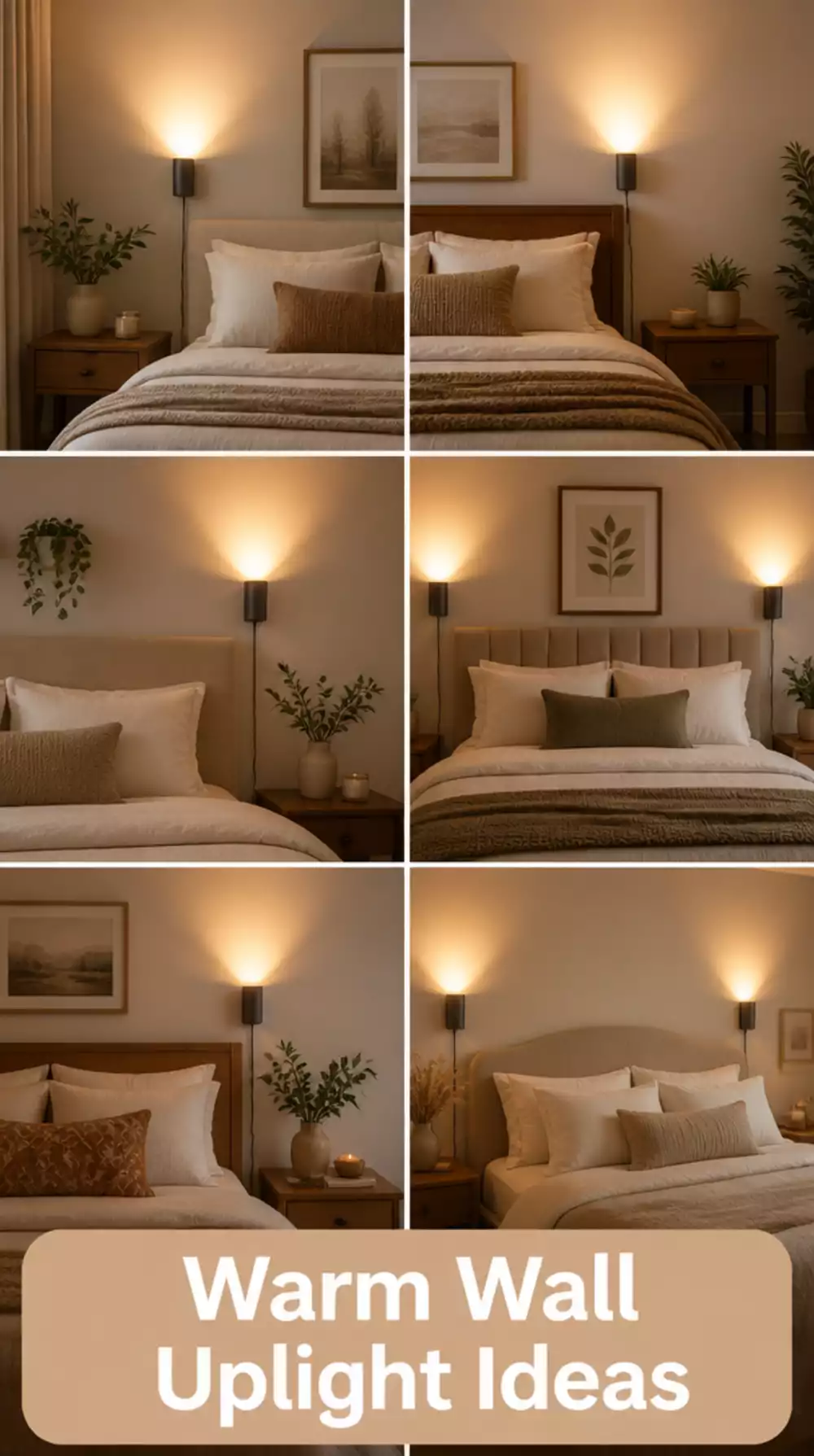 Bedroom Plug-In Wall Uplight That Bounces Warm Glow Off a Neutral Wall