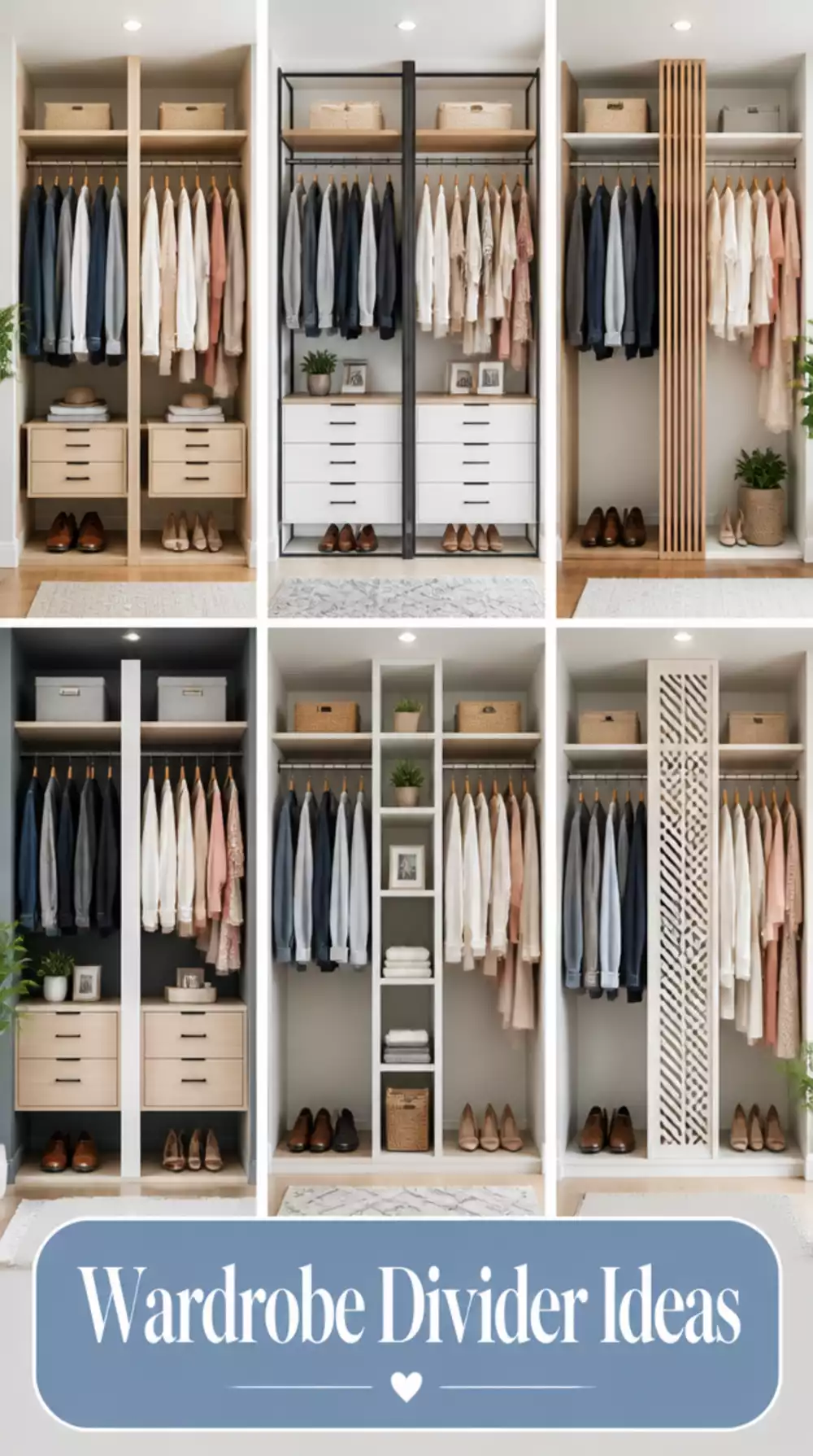 Bedroom Shared Wardrobe Divider Insert That Separates Two People's Clothing