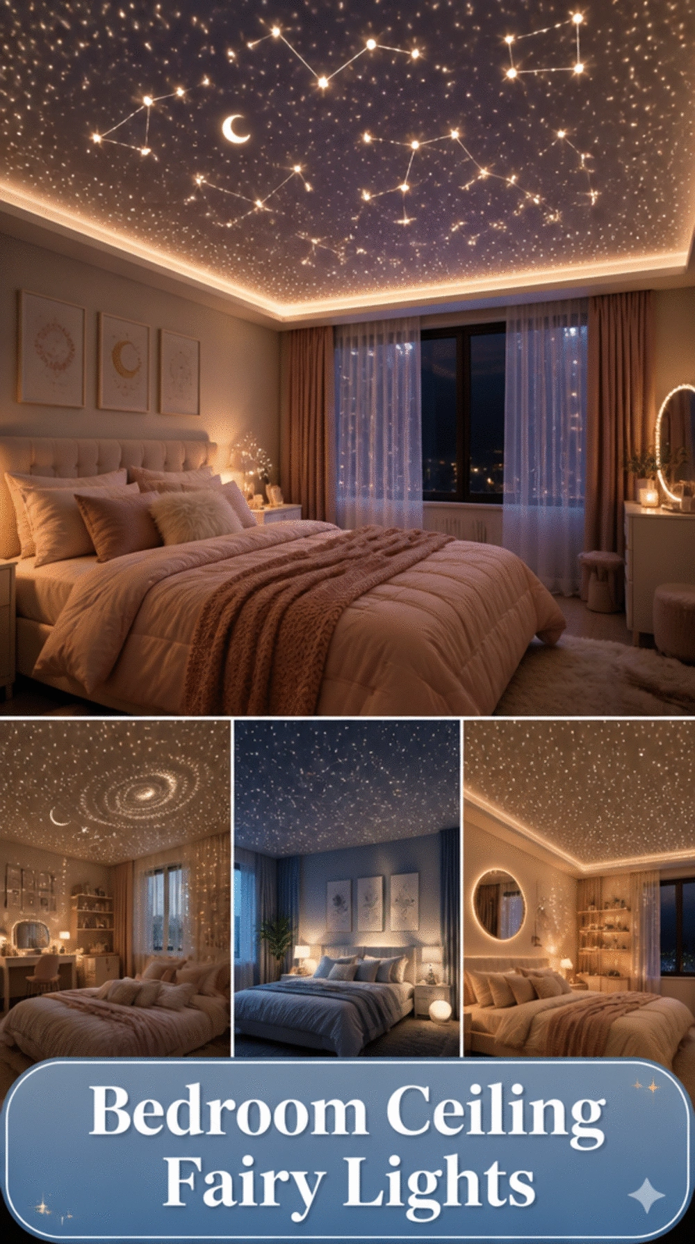 Bedroom Ceiling Fairy Lights That Mimic a Night Sky When Dimmed