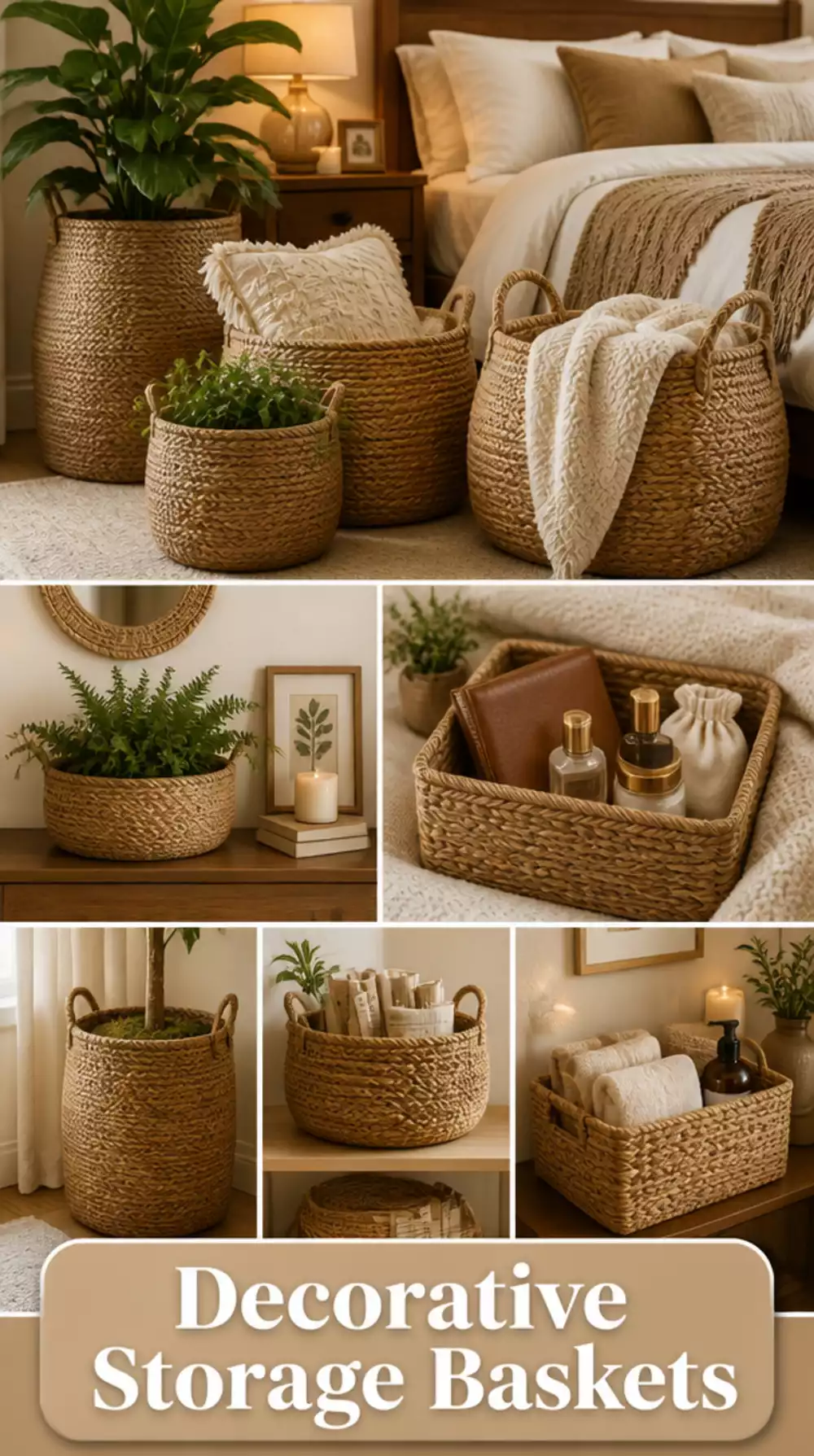 Earthy Bedroom Woven Seagrass Basket That Doubles as Decor
